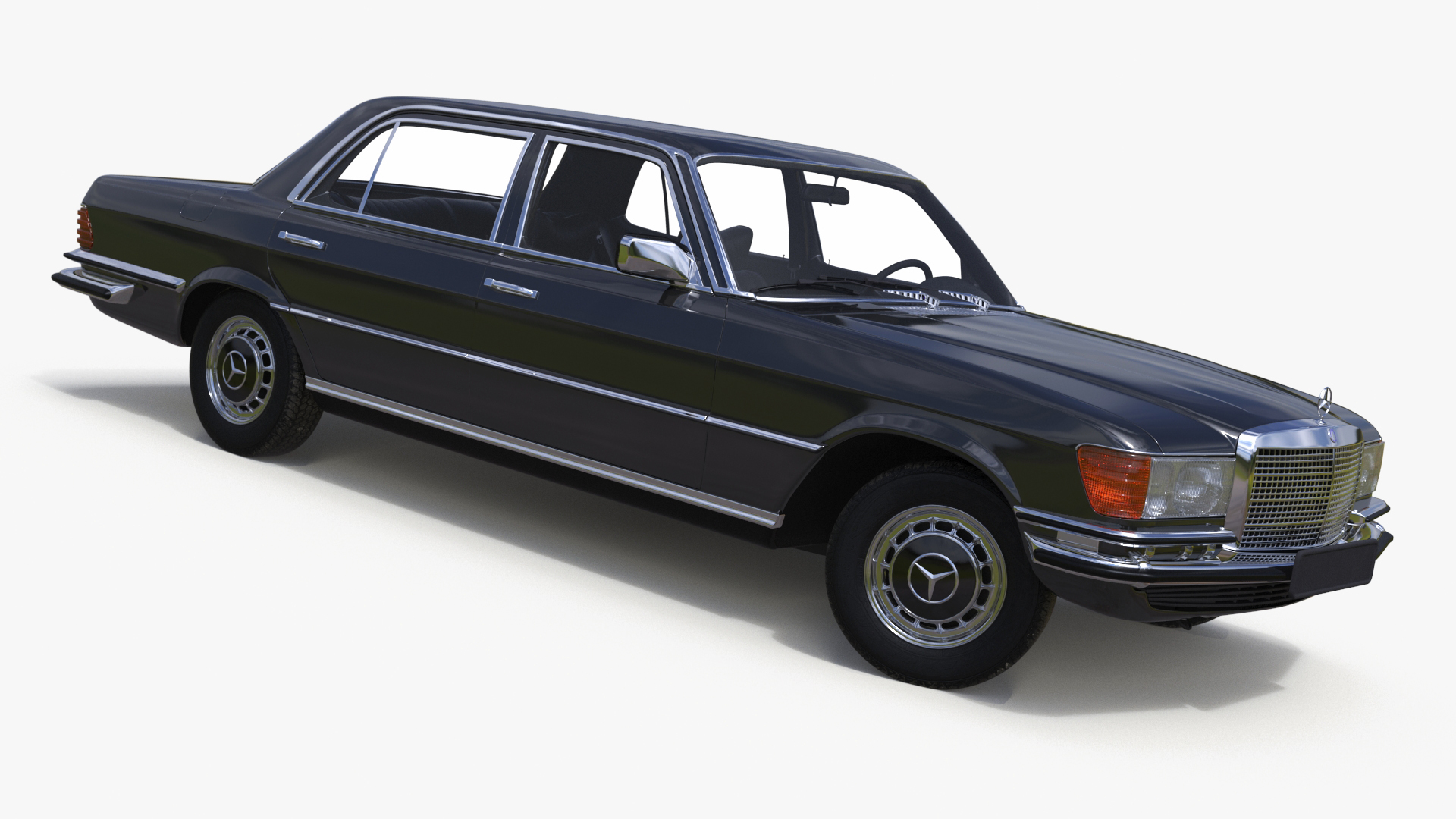 Mercedes Benz 350 SE Classic Sedan Black Rigged 3D