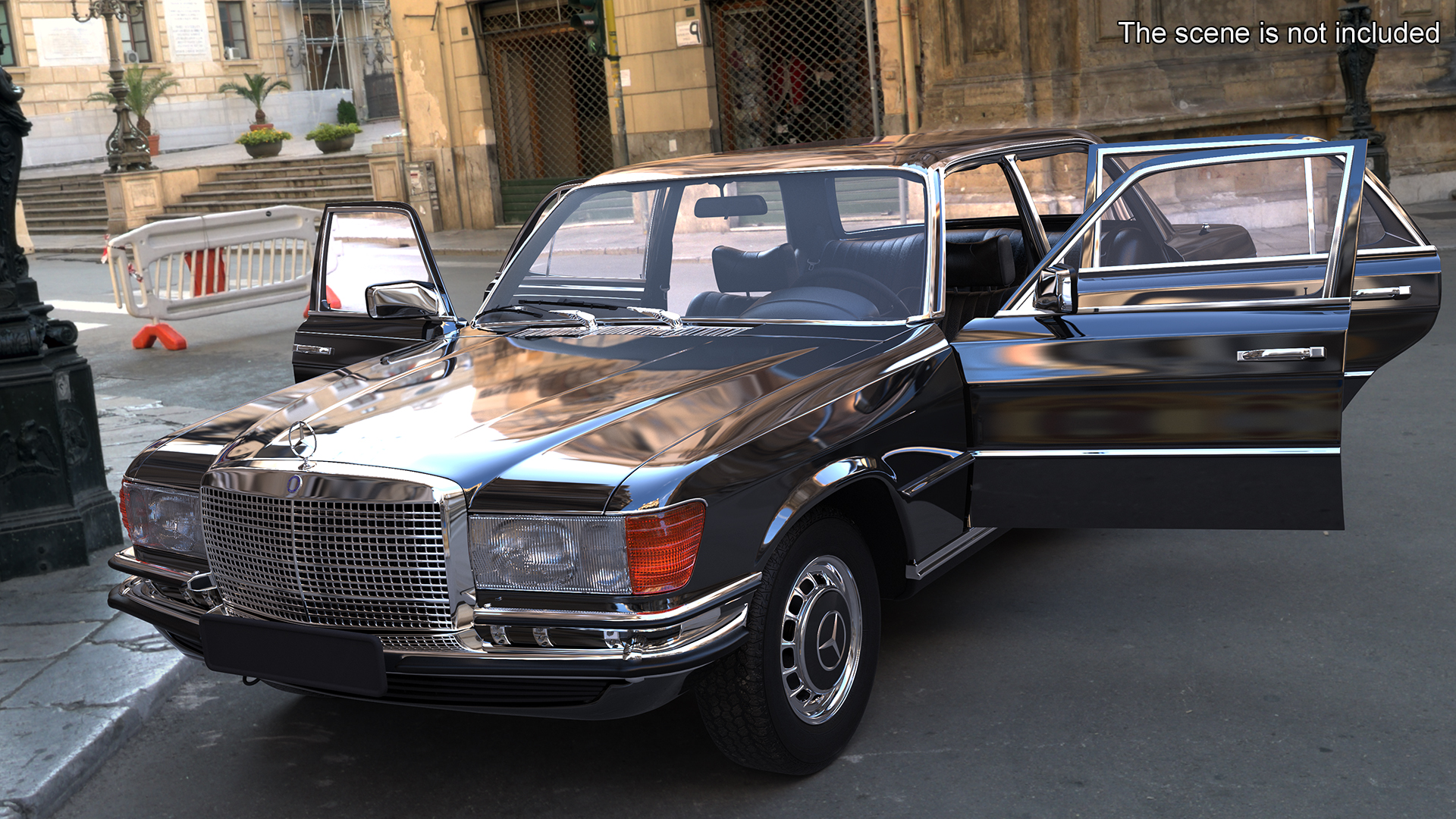 Mercedes Benz 350 SE Classic Sedan Black Rigged 3D