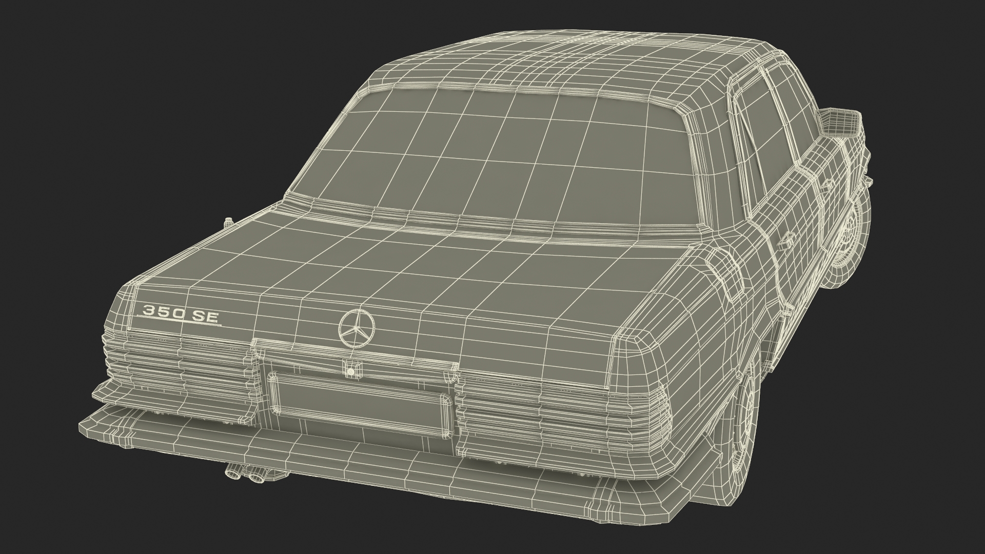 Mercedes Benz 350 SE Classic Sedan Black Rigged 3D