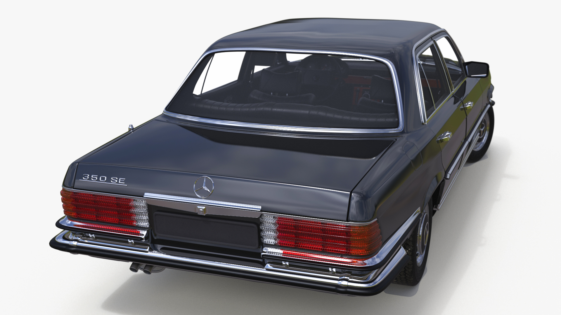 Mercedes Benz 350 SE Classic Sedan Black Rigged 3D