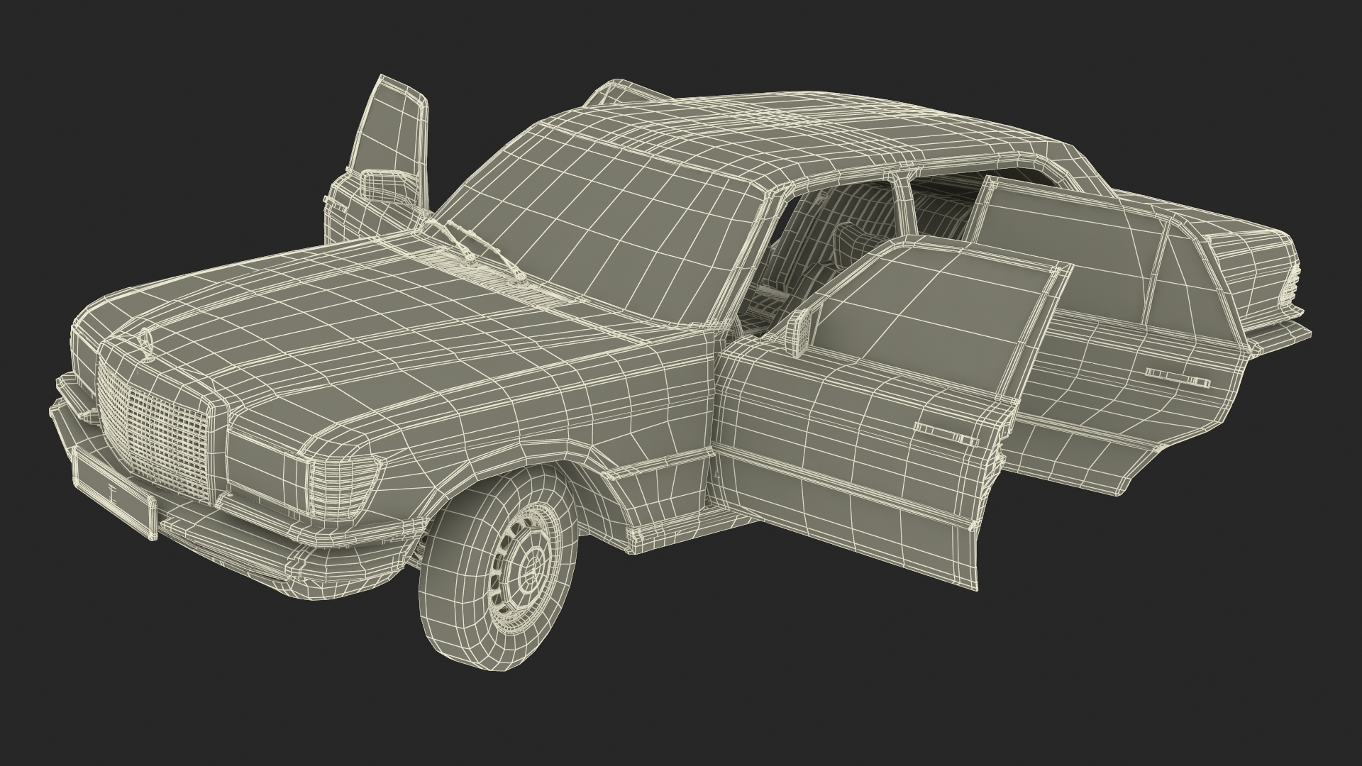 Mercedes Benz 350 SE Classic Sedan Black Rigged 3D