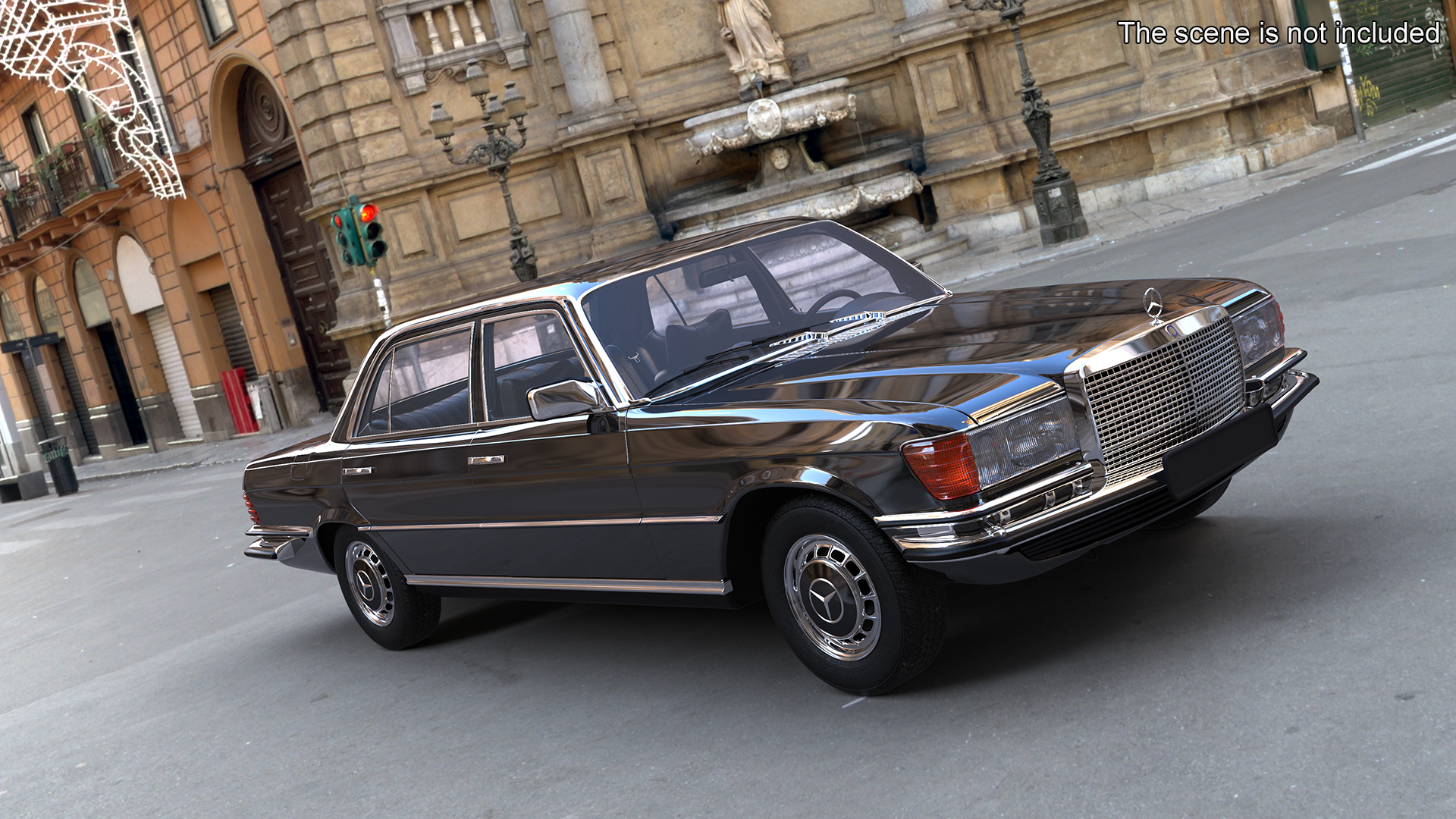 Mercedes Benz 350 SE Classic Sedan Black Rigged 3D