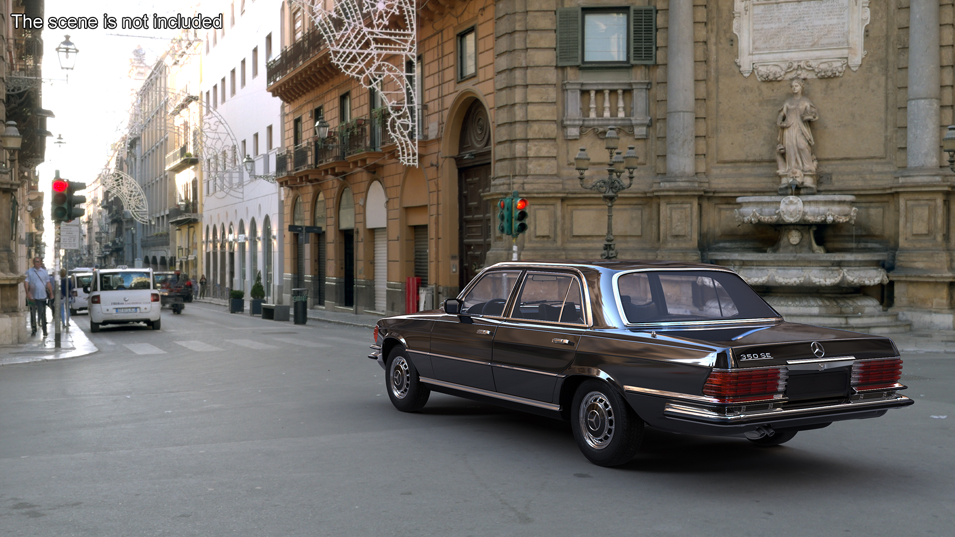 Mercedes Benz 350 SE Classic Sedan Black Rigged 3D