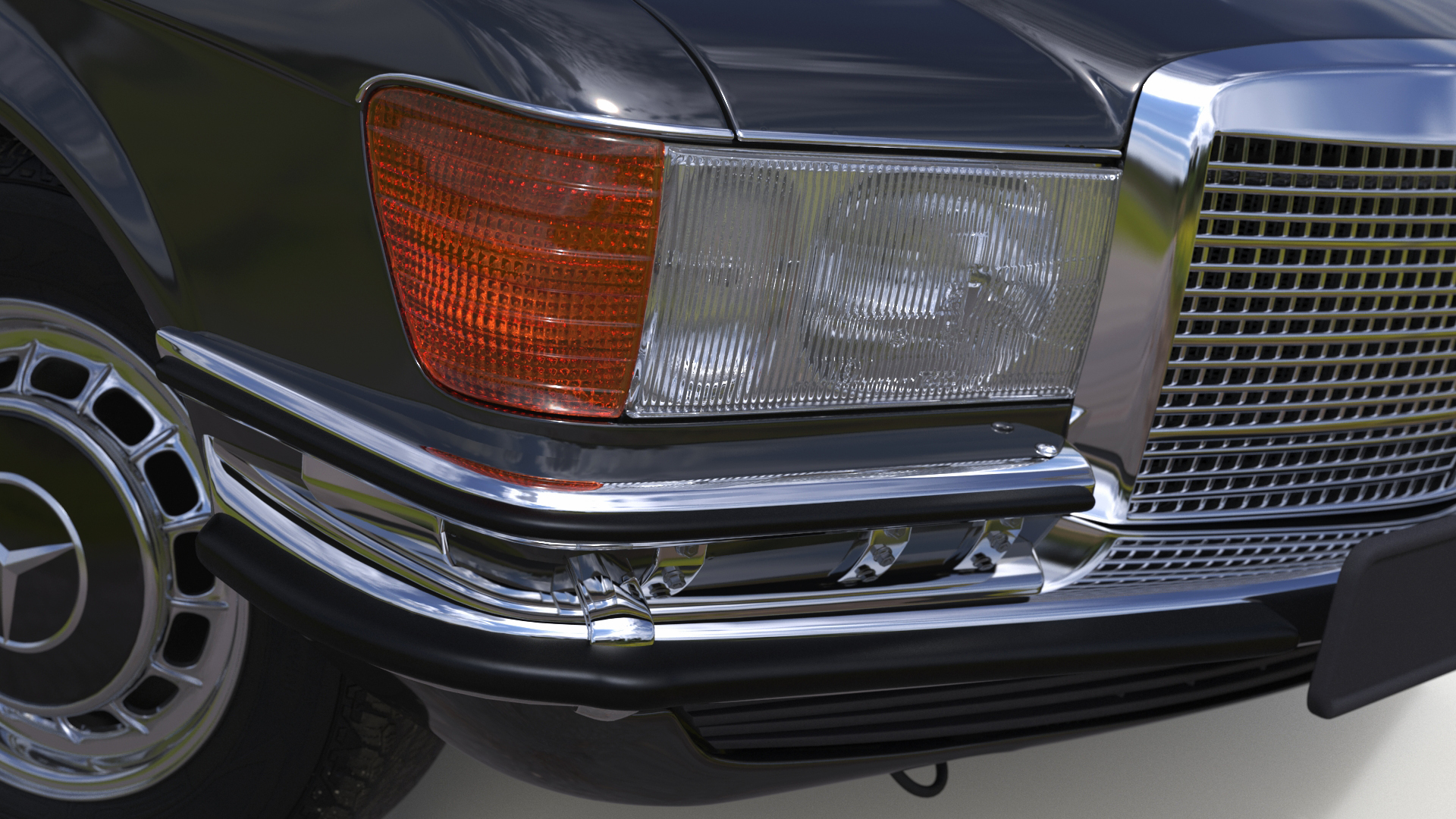 Mercedes Benz 350 SE Classic Sedan Black Rigged 3D