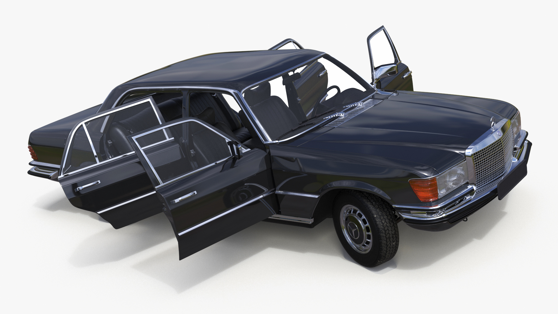 Mercedes Benz 350 SE Classic Sedan Black Rigged 3D