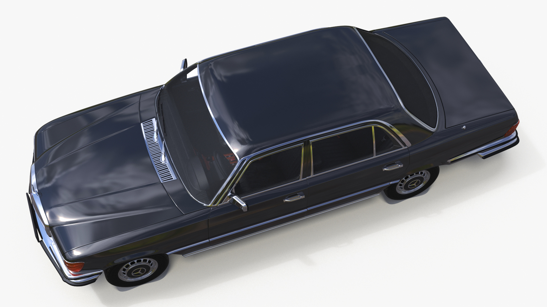 Mercedes Benz 350 SE Classic Sedan Black Rigged 3D