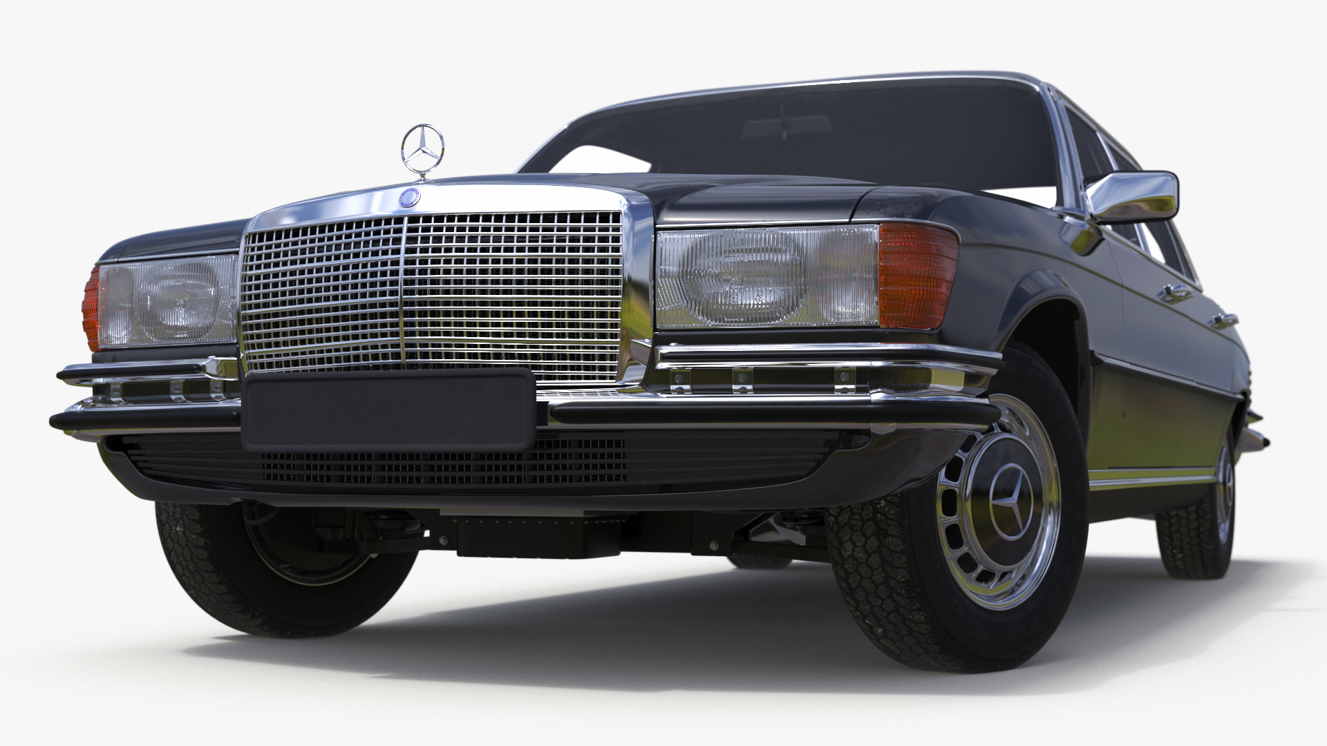 Mercedes Benz 350 SE Classic Sedan Black Rigged 3D