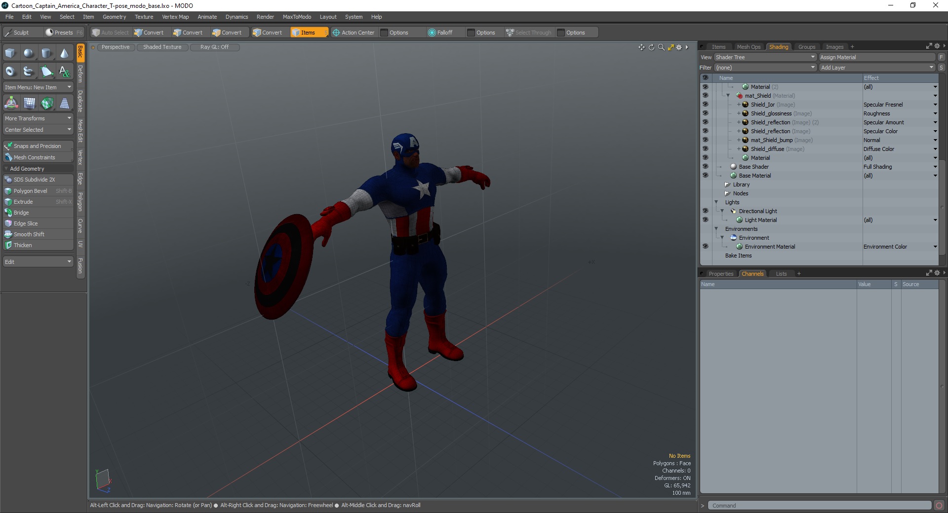 3D model Cartoon Captain America Character T-pose