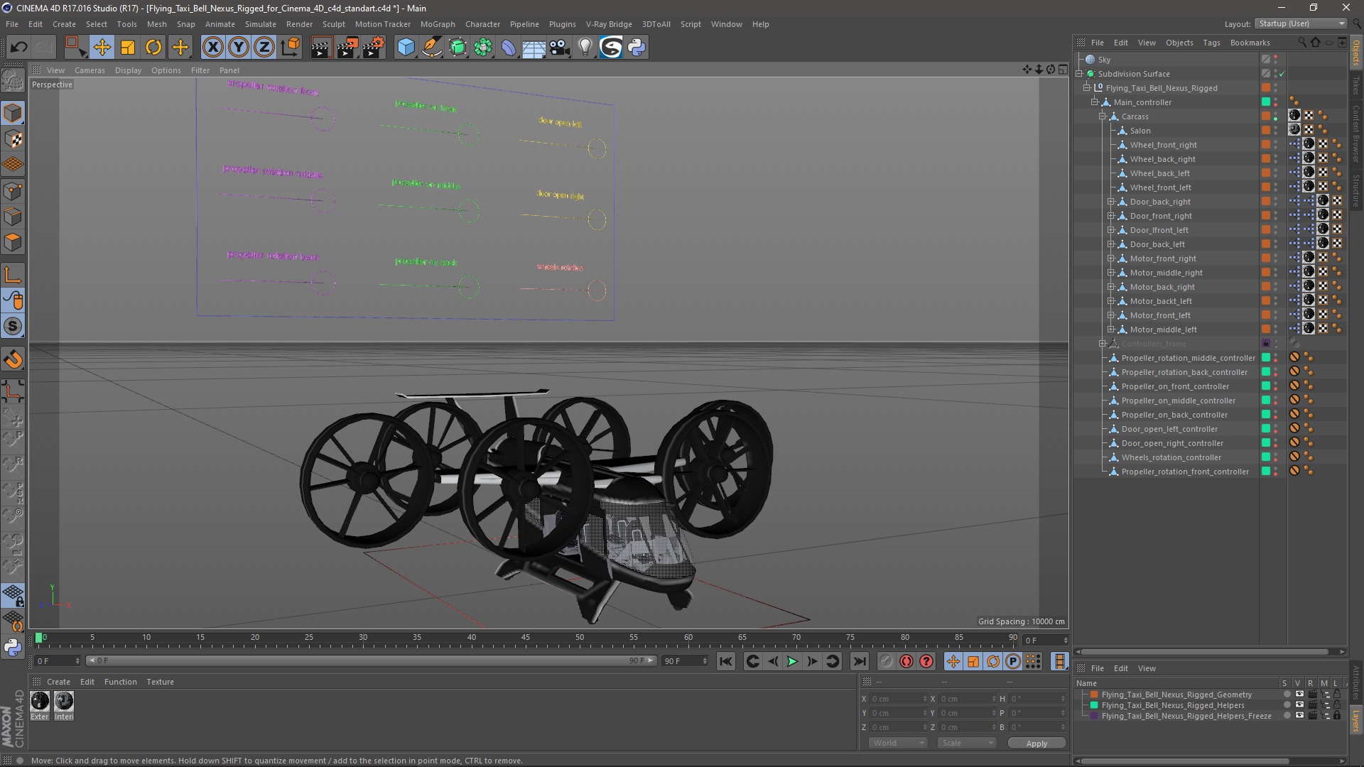 3D Flying Taxi Bell Nexus Rigged for Cinema 4D model