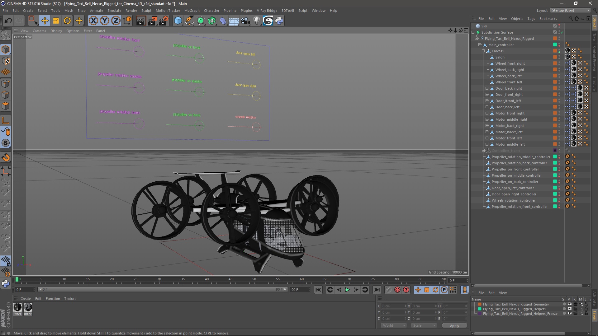 3D Flying Taxi Bell Nexus Rigged for Cinema 4D model