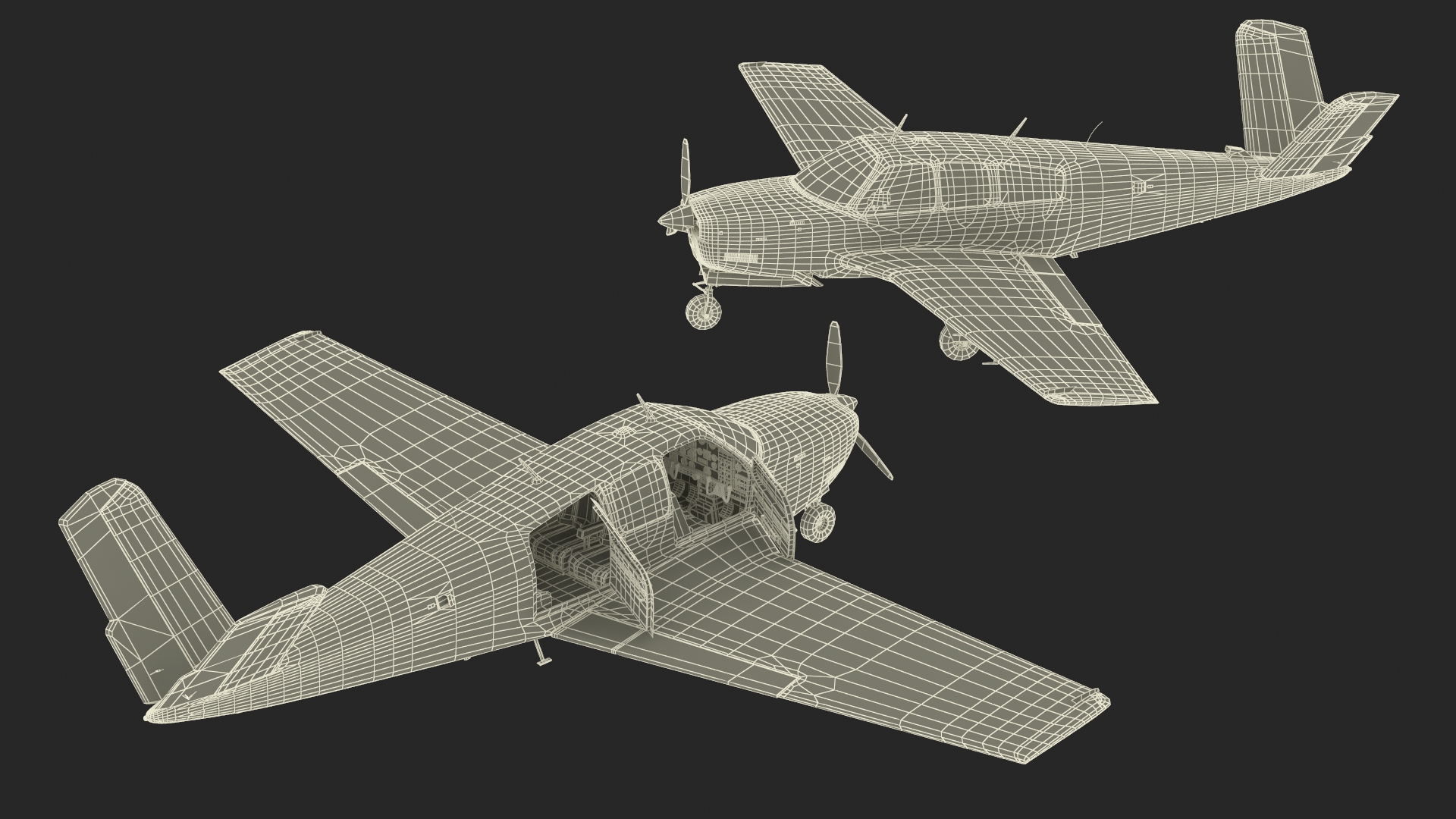 Propeller Aircraft Beechcraft Bonanza S35 Rigged for Maya 3D