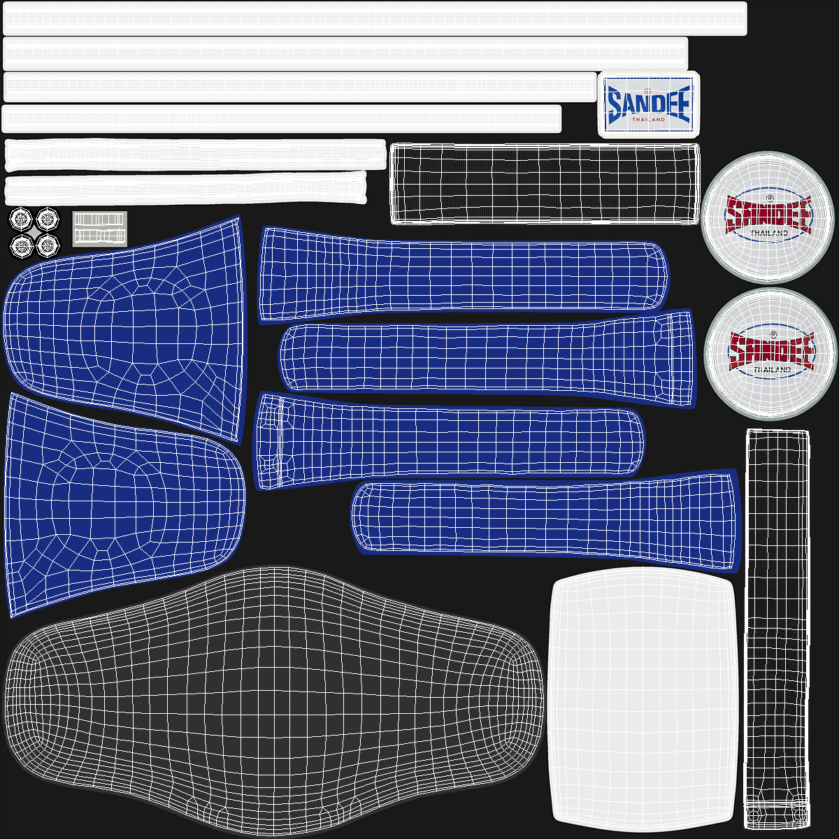 Sandee Velcro Belly Pad Maneken White Blue 3D