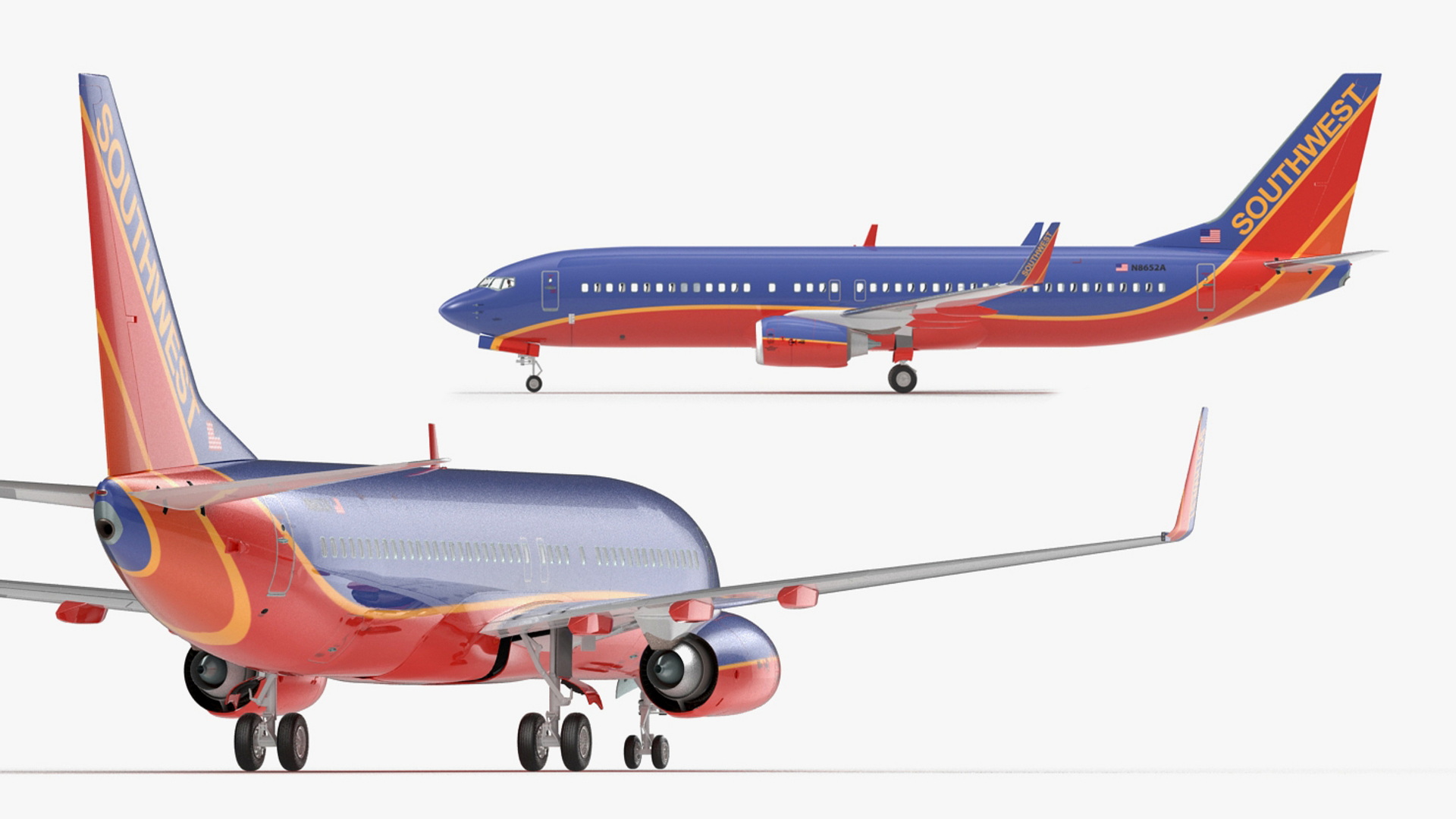 Southwest Airlines Boeing 737-800 with Interior Rigged 3D model