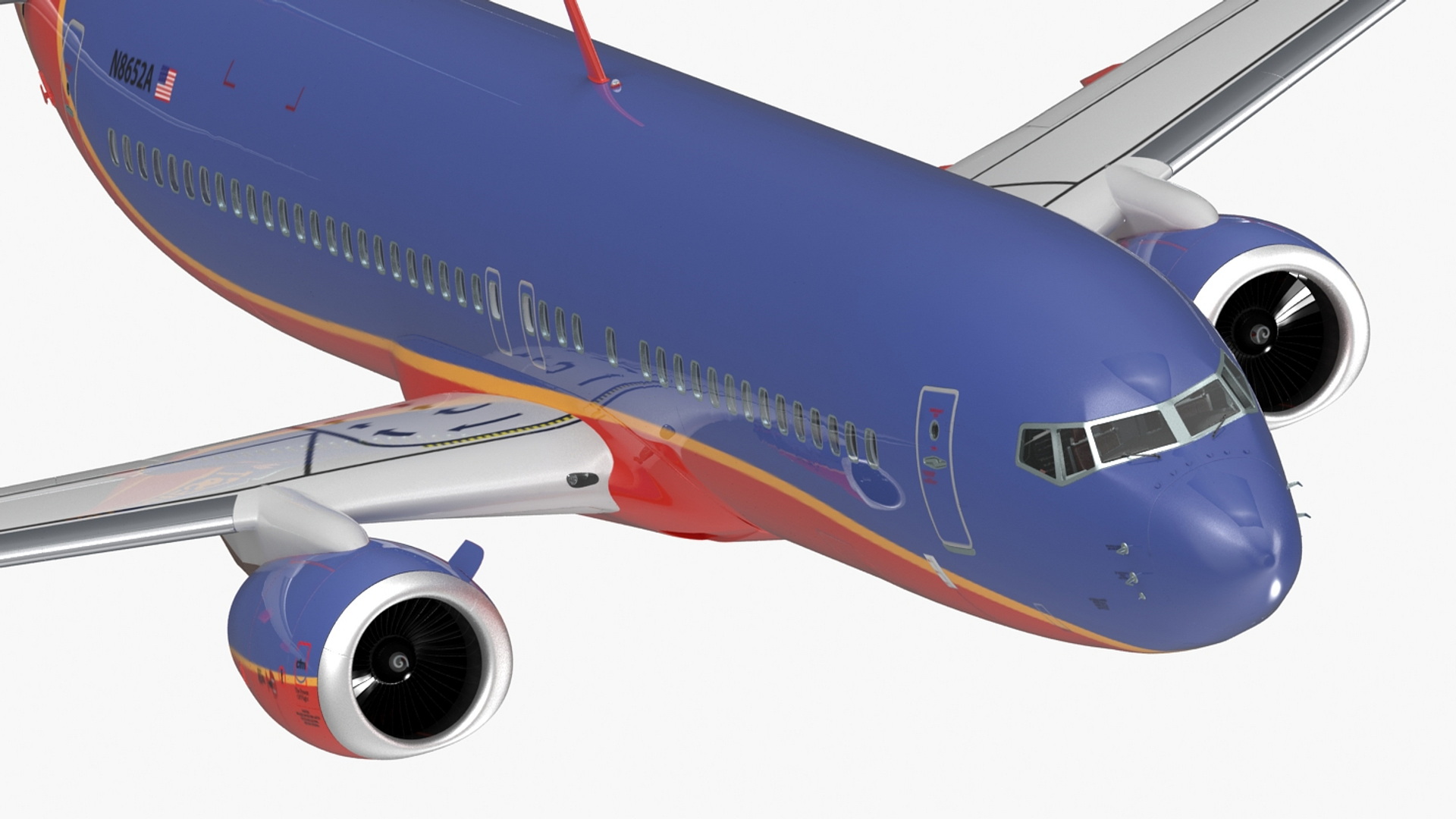 Southwest Airlines Boeing 737-800 with Interior Rigged 3D model