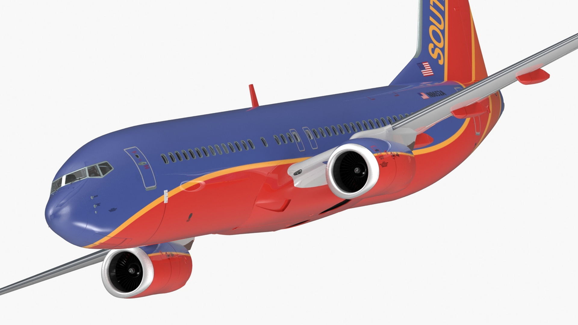 Southwest Airlines Boeing 737-800 with Interior Rigged 3D model