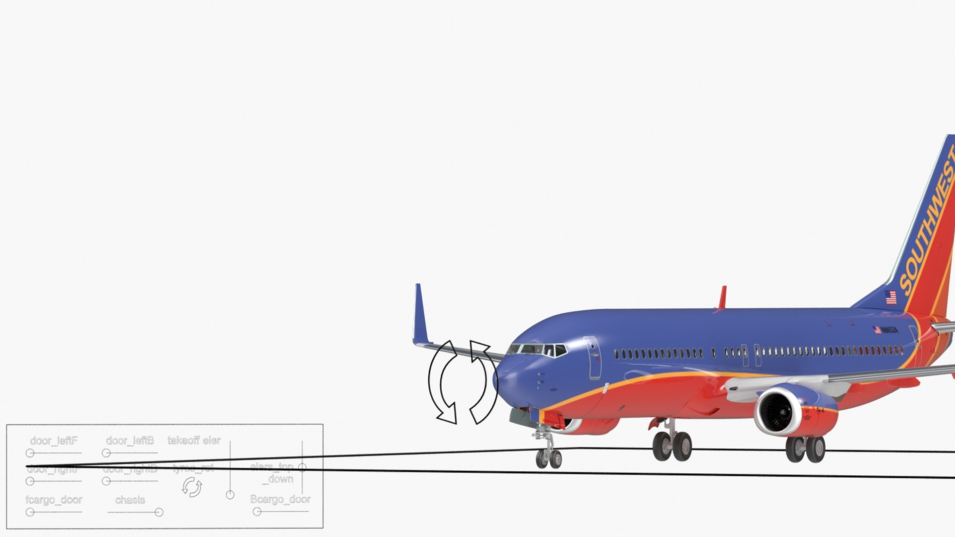 Southwest Airlines Boeing 737-800 with Interior Rigged 3D model