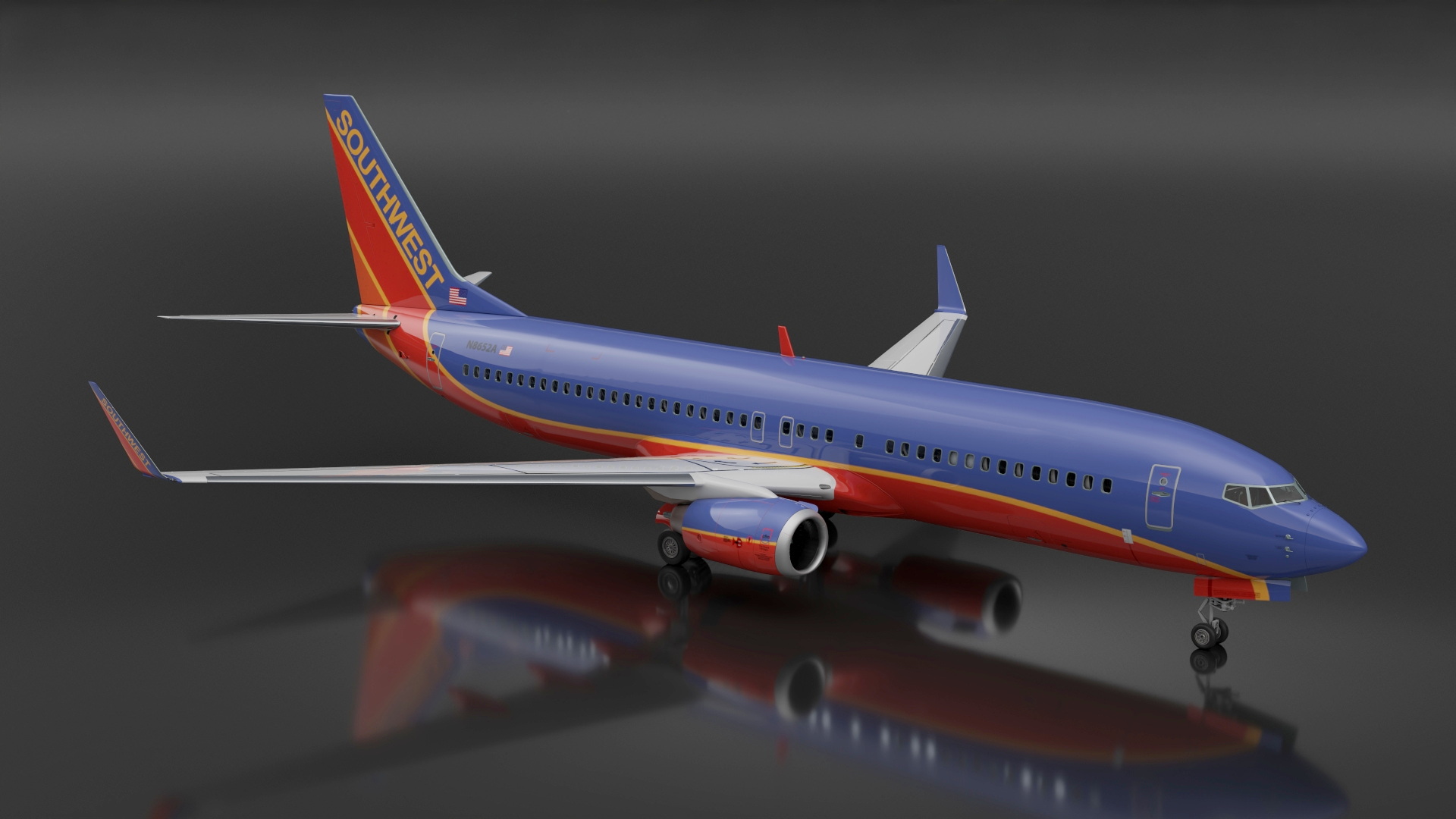 Southwest Airlines Boeing 737-800 with Interior Rigged 3D model