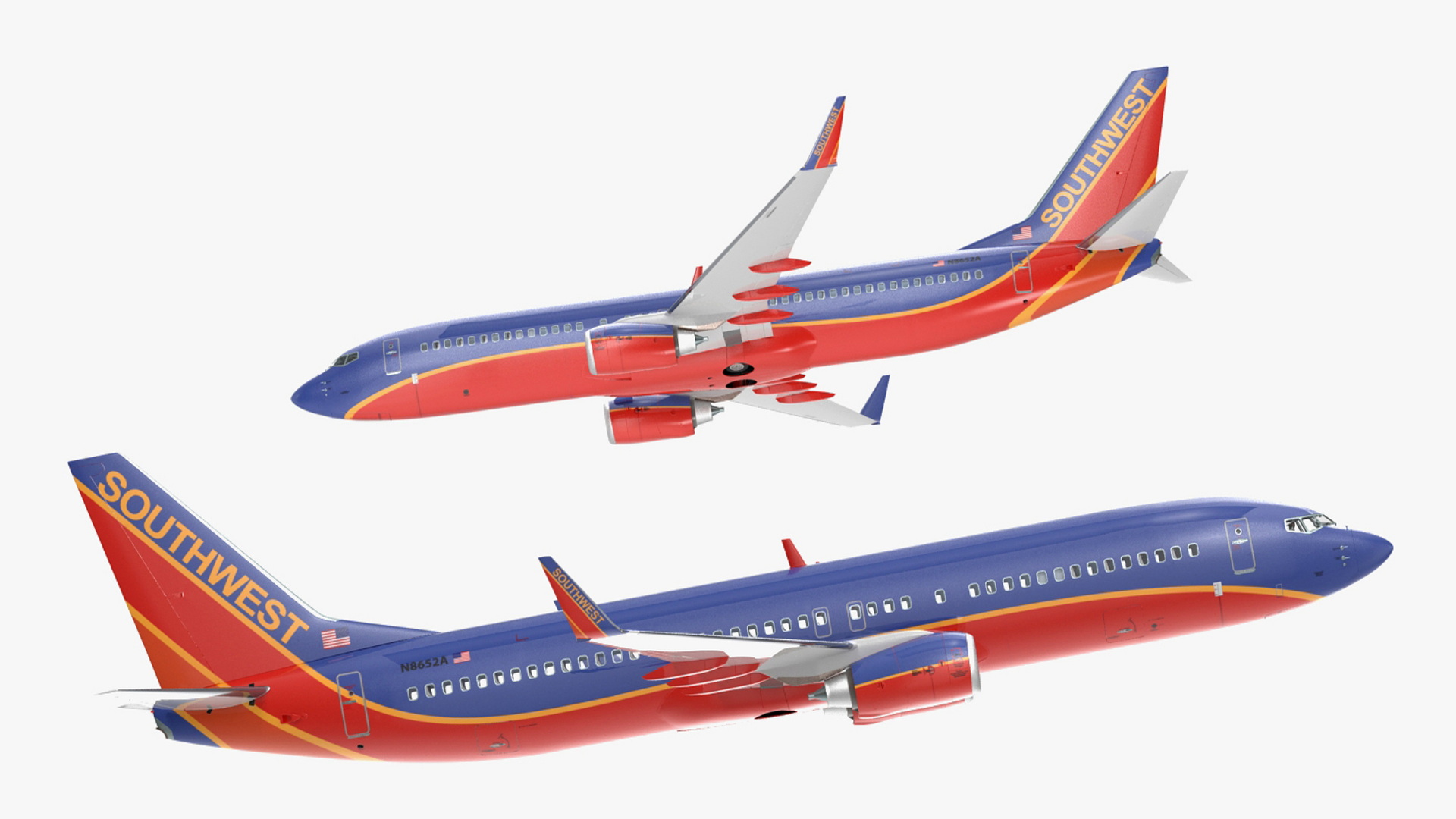 Southwest Airlines Boeing 737-800 with Interior Rigged 3D model