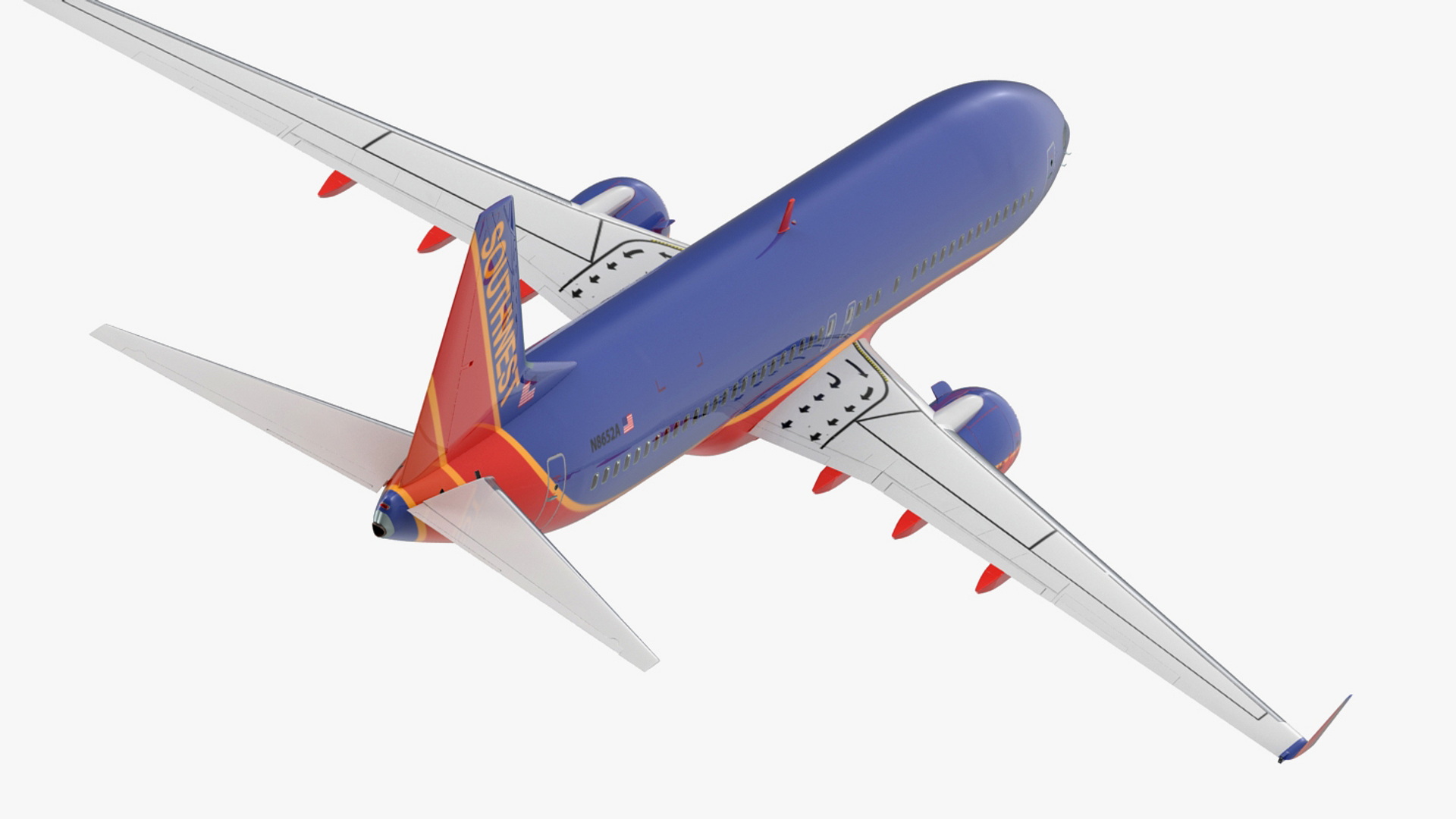 Southwest Airlines Boeing 737-800 with Interior Rigged 3D model