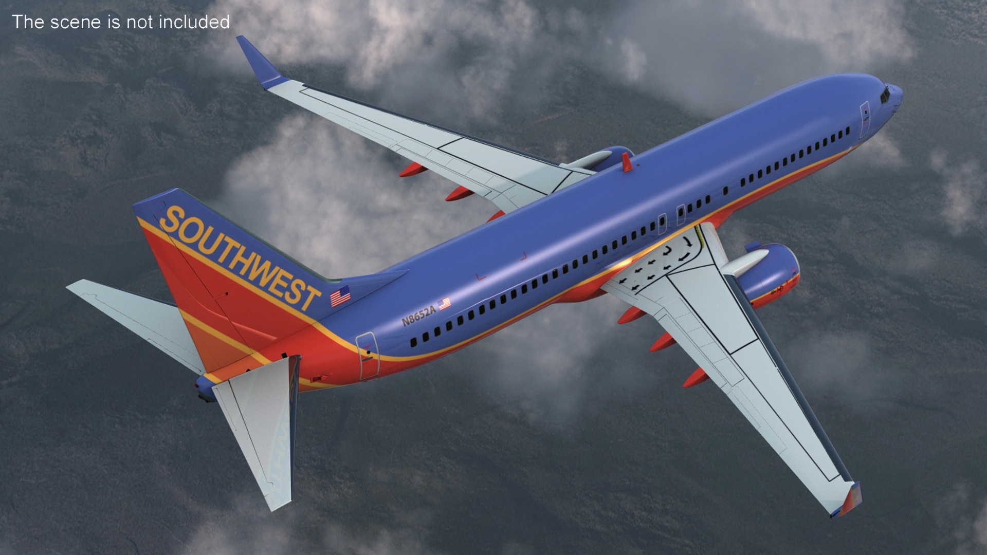 Southwest Airlines Boeing 737-800 with Interior Rigged 3D model