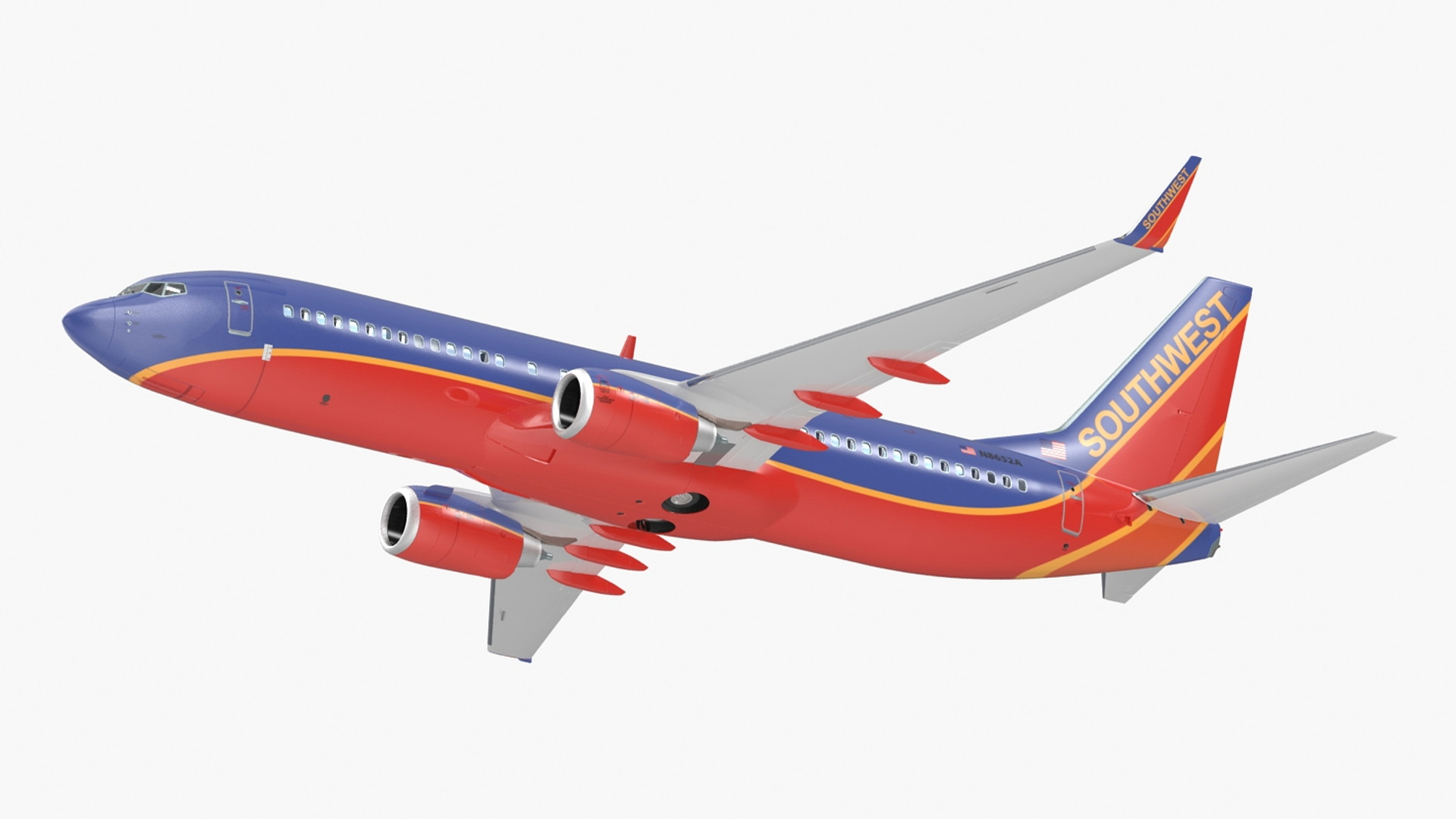 Southwest Airlines Boeing 737-800 with Interior Rigged 3D model