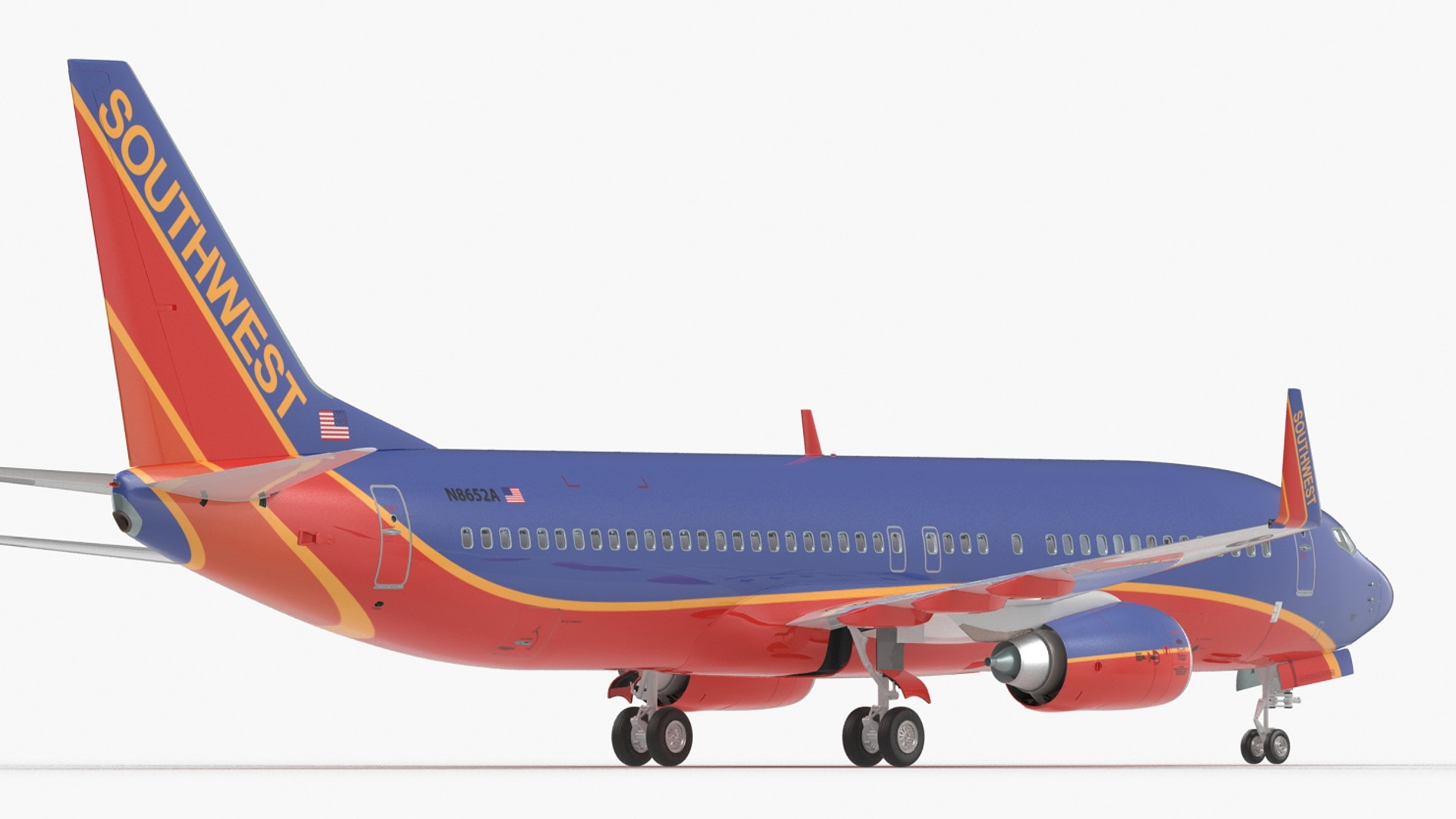 Southwest Airlines Boeing 737-800 with Interior Rigged 3D model