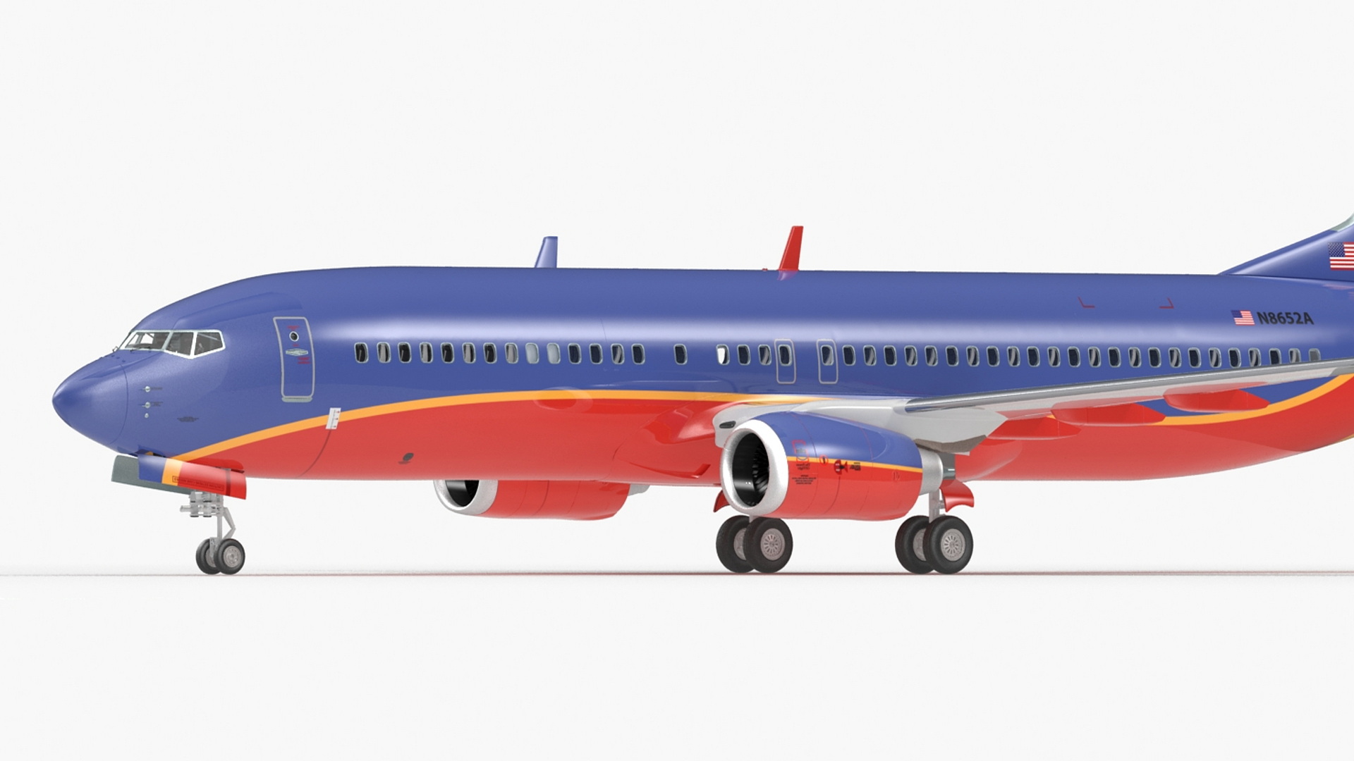 Southwest Airlines Boeing 737-800 with Interior Rigged 3D model