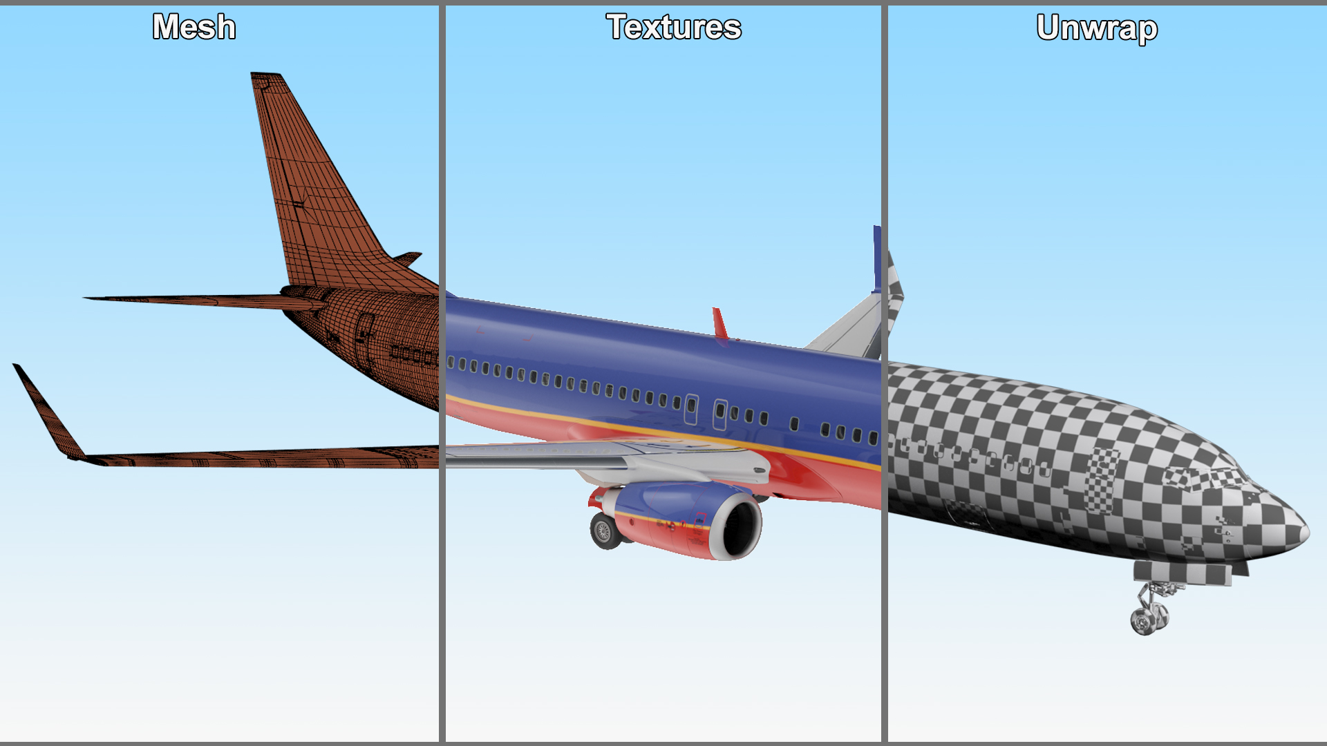 Southwest Airlines Boeing 737-800 with Interior Rigged 3D model