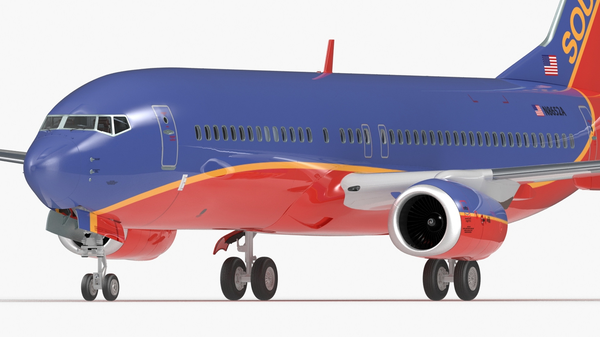 Southwest Airlines Boeing 737-800 with Interior Rigged 3D model