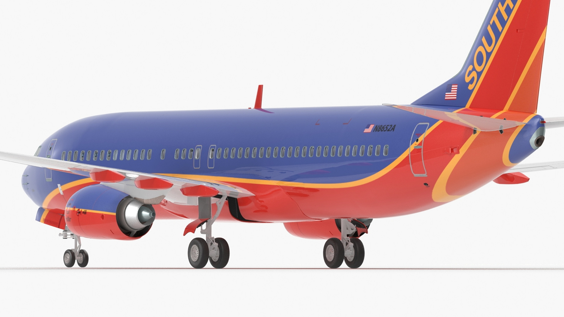 Southwest Airlines Boeing 737-800 with Interior Rigged 3D model