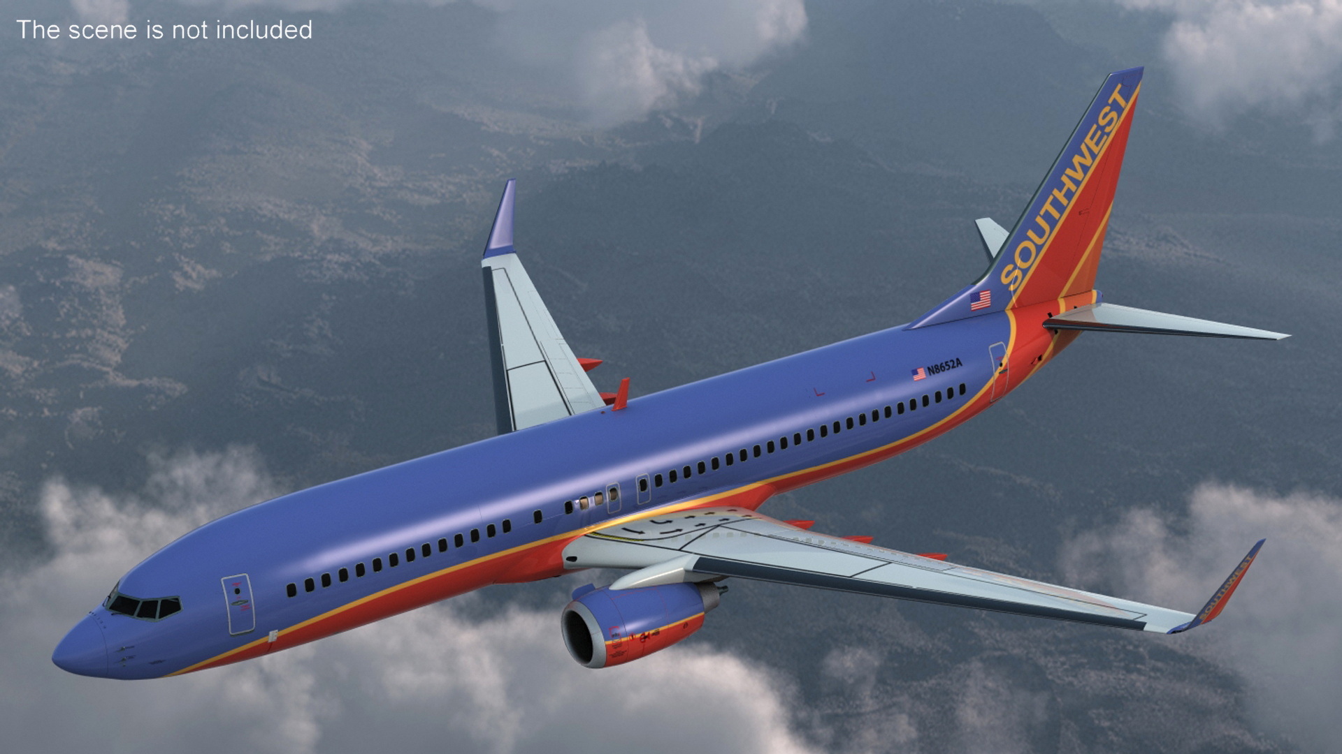 Southwest Airlines Boeing 737-800 with Interior Rigged 3D model