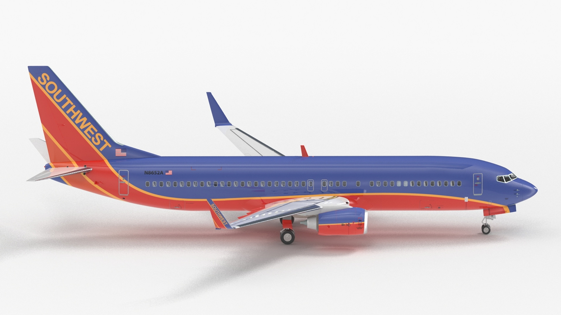 Southwest Airlines Boeing 737-800 with Interior Rigged 3D model