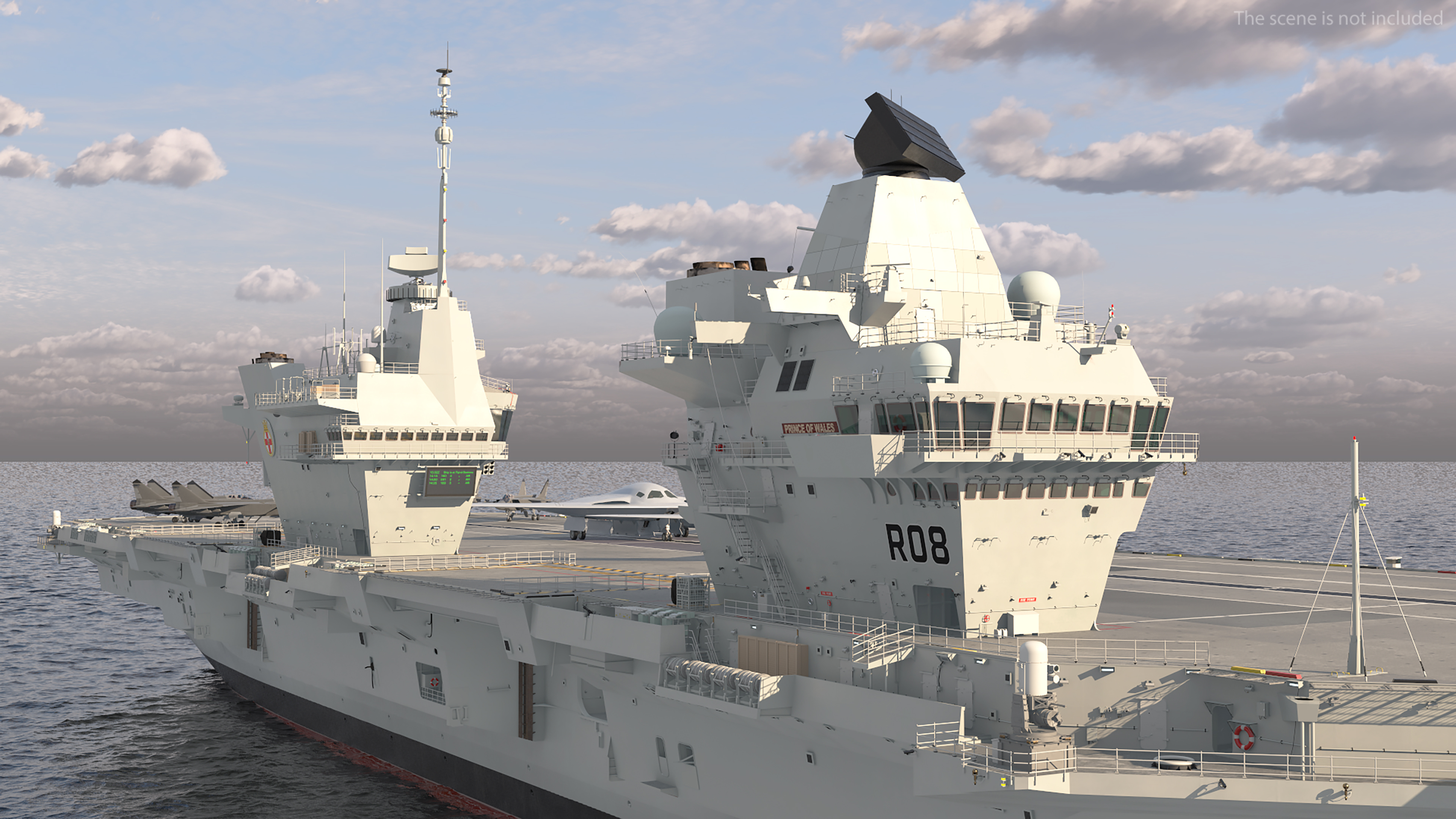 HMS Prince of Wales with Military Aircraft 3D