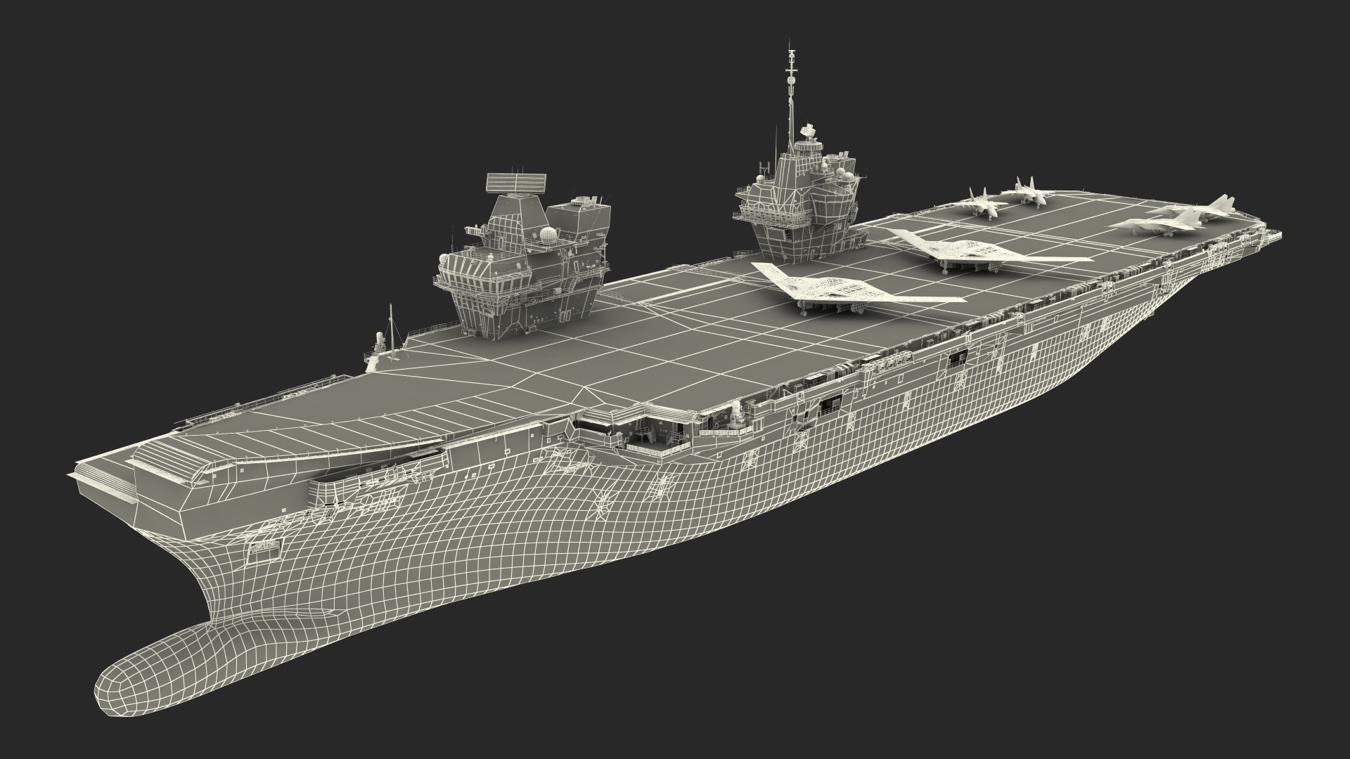 HMS Prince of Wales with Military Aircraft 3D