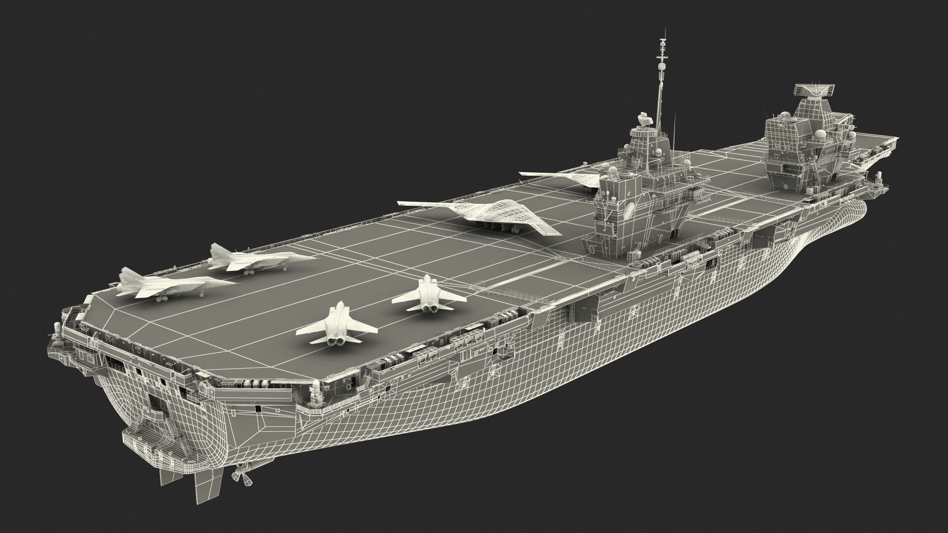 HMS Prince of Wales with Military Aircraft 3D