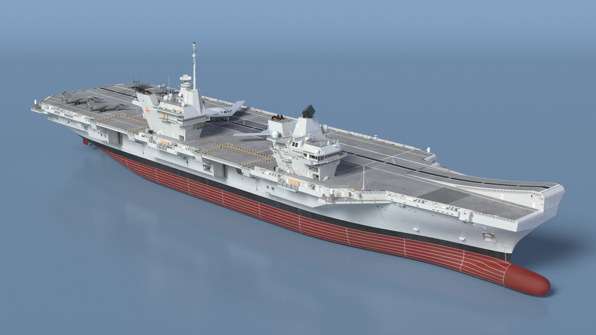 HMS Prince of Wales with Military Aircraft 3D