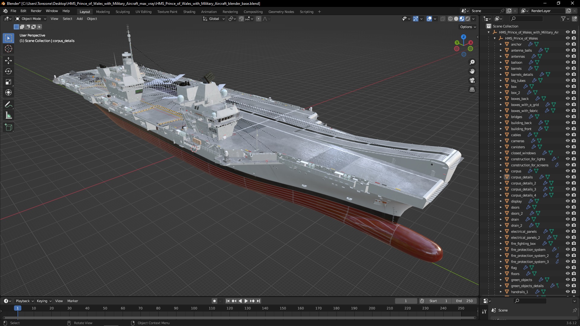 HMS Prince of Wales with Military Aircraft 3D