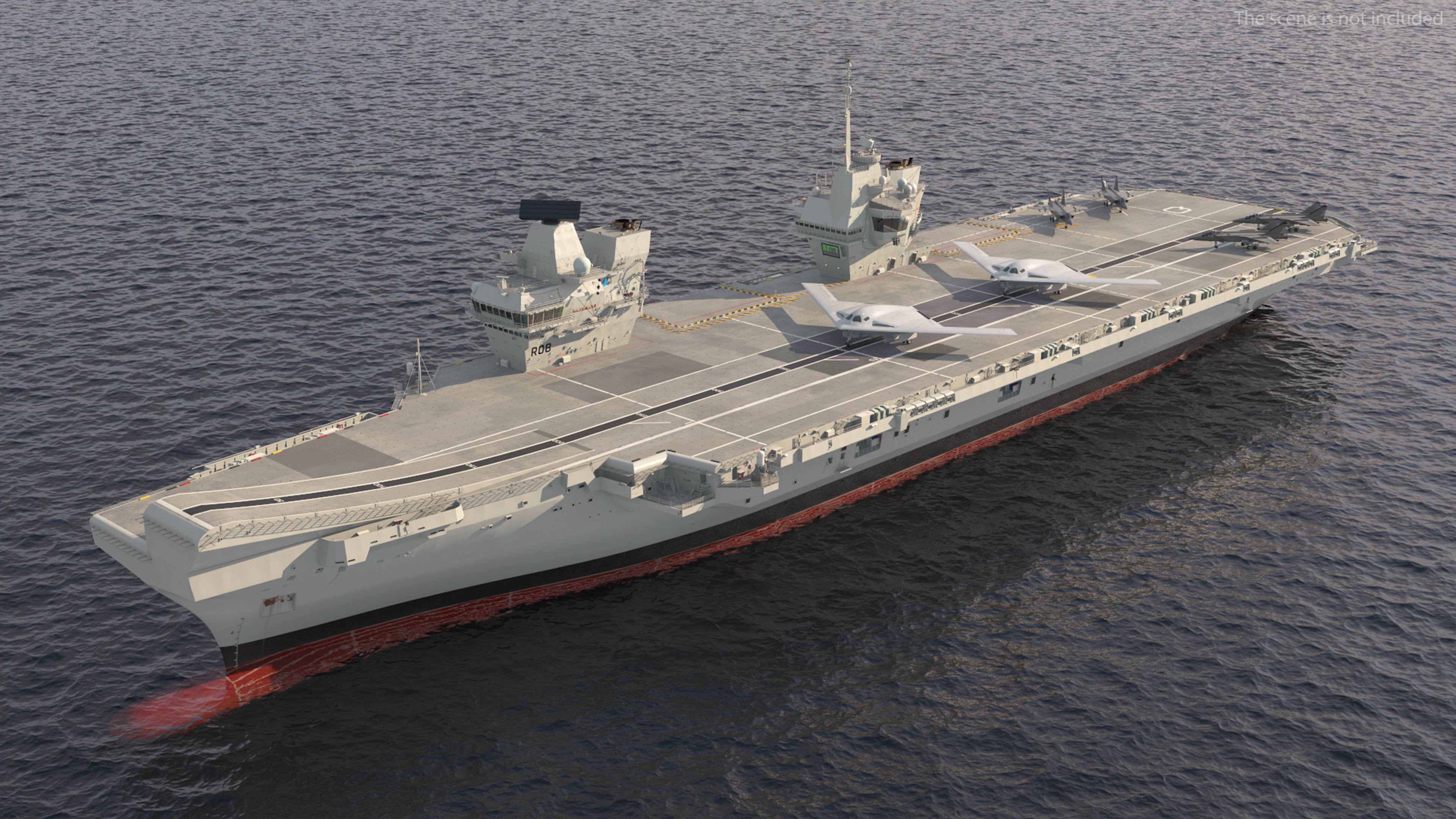 HMS Prince of Wales with Military Aircraft 3D