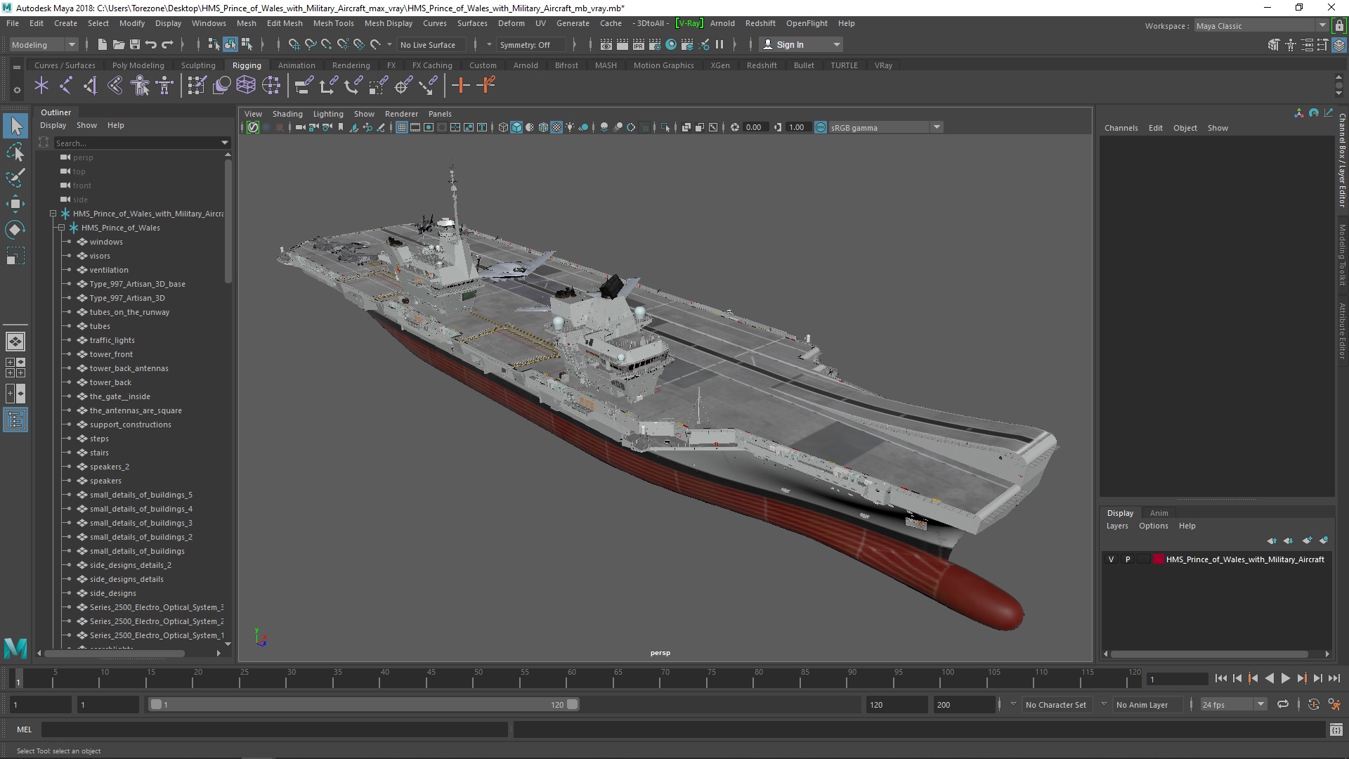 HMS Prince of Wales with Military Aircraft 3D