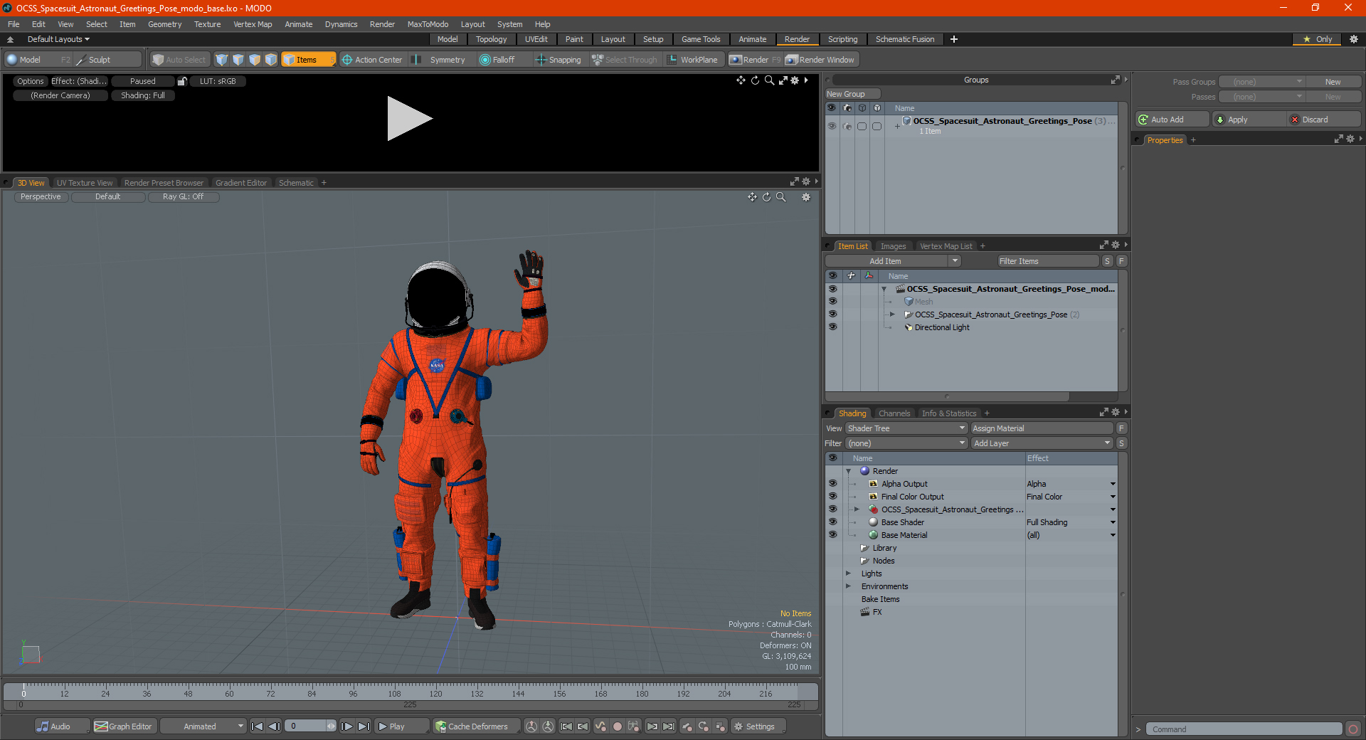 OCSS Spacesuit Astronaut Greetings Pose 3D model