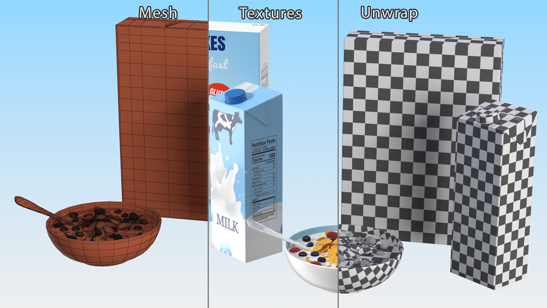 3D Meals with Cornflakes and Berries model