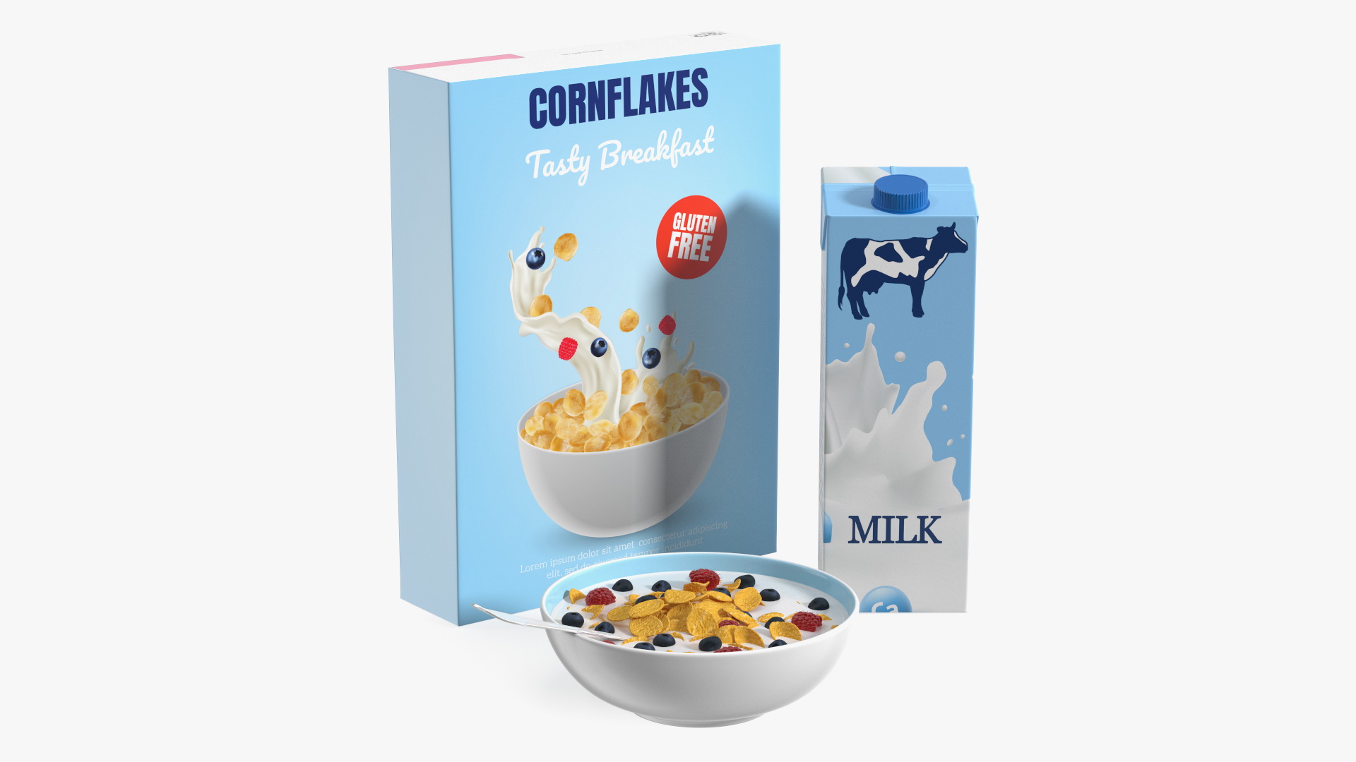 3D Meals with Cornflakes and Berries model