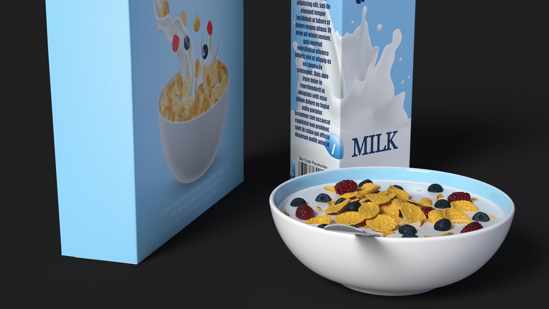 3D Meals with Cornflakes and Berries model