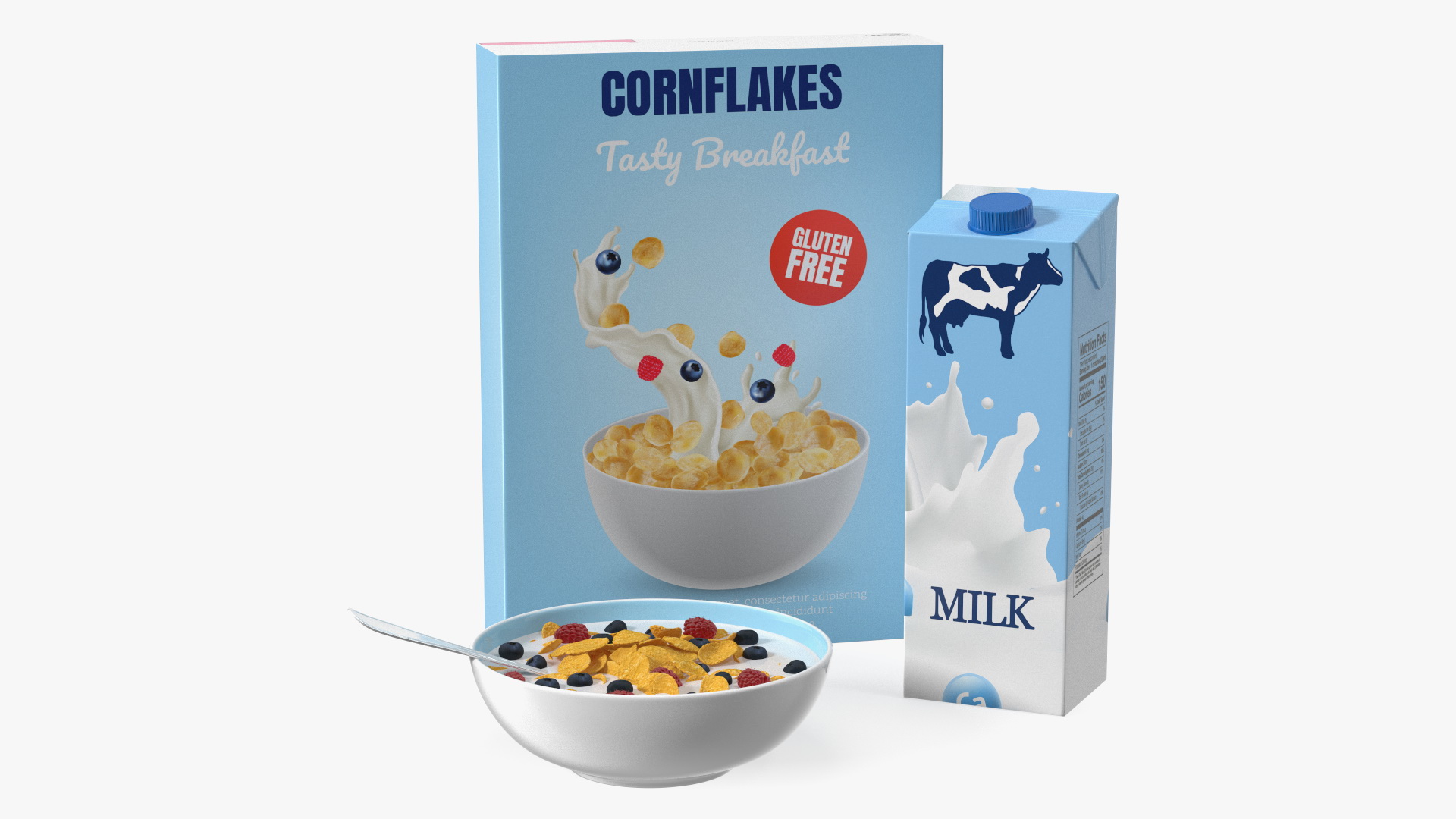 3D Meals with Cornflakes and Berries model