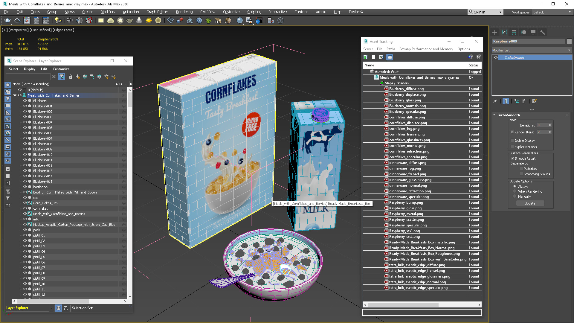 3D Meals with Cornflakes and Berries model