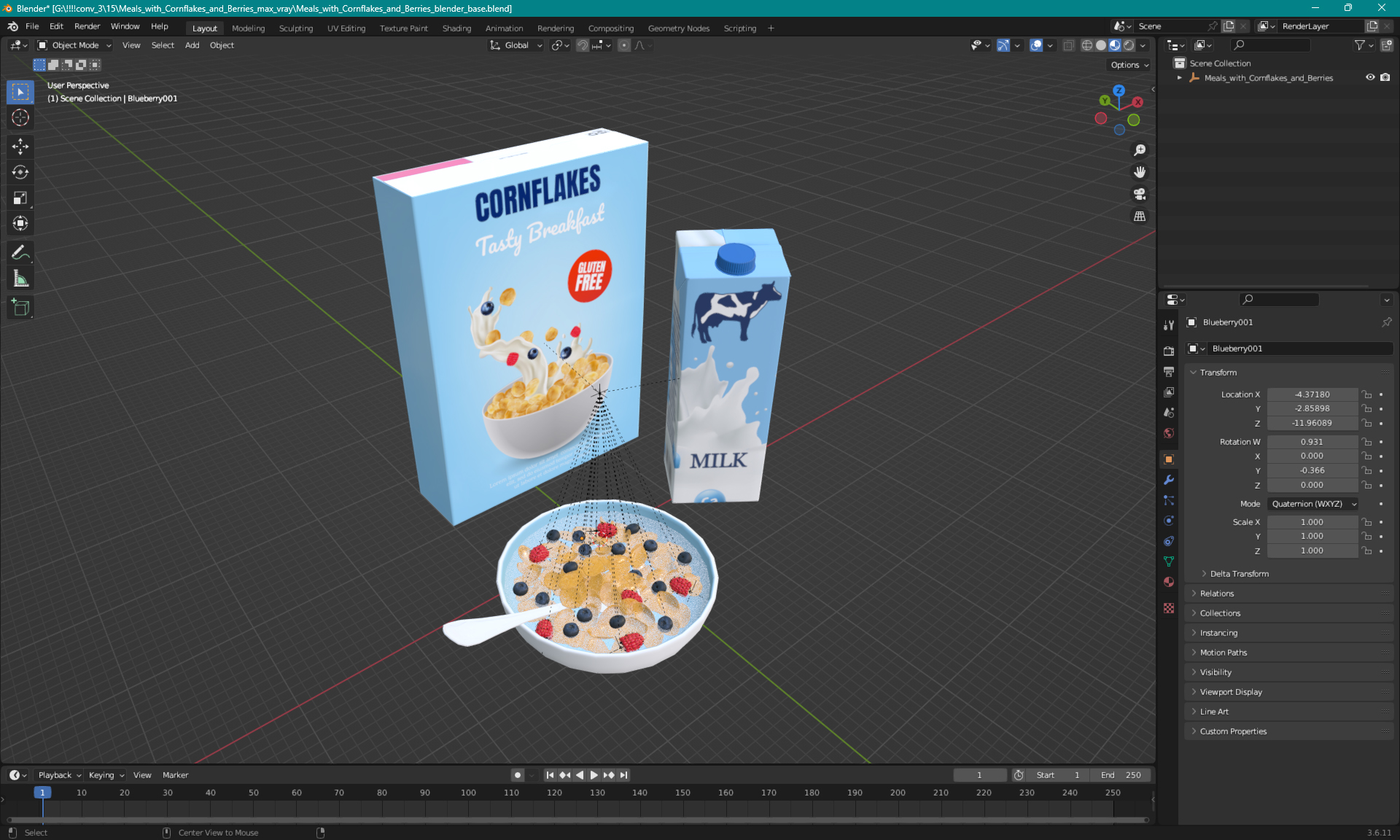 3D Meals with Cornflakes and Berries model