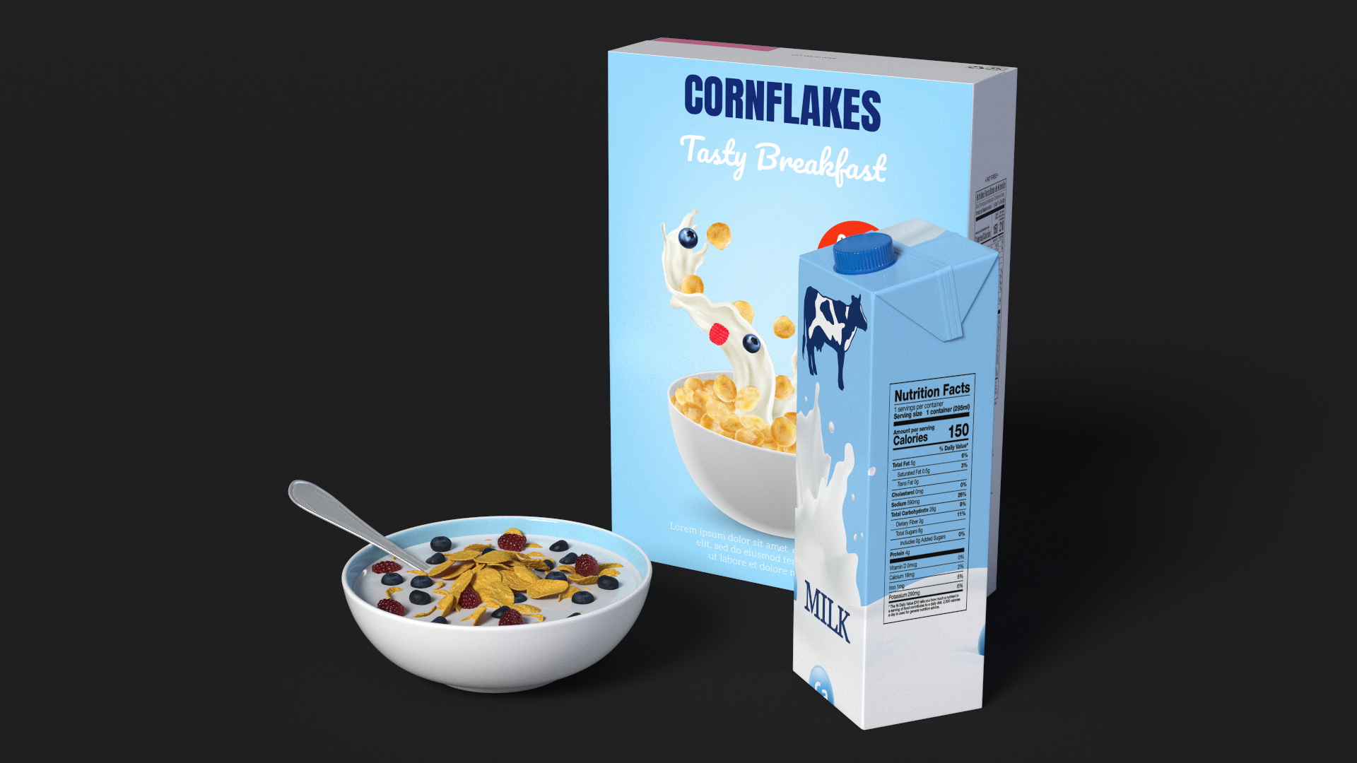 3D Meals with Cornflakes and Berries model