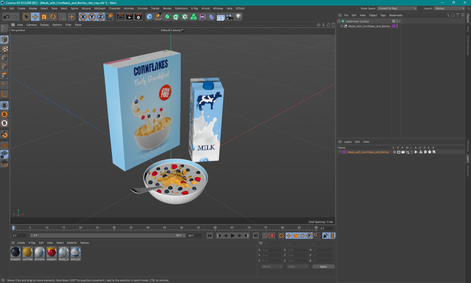 3D Meals with Cornflakes and Berries model