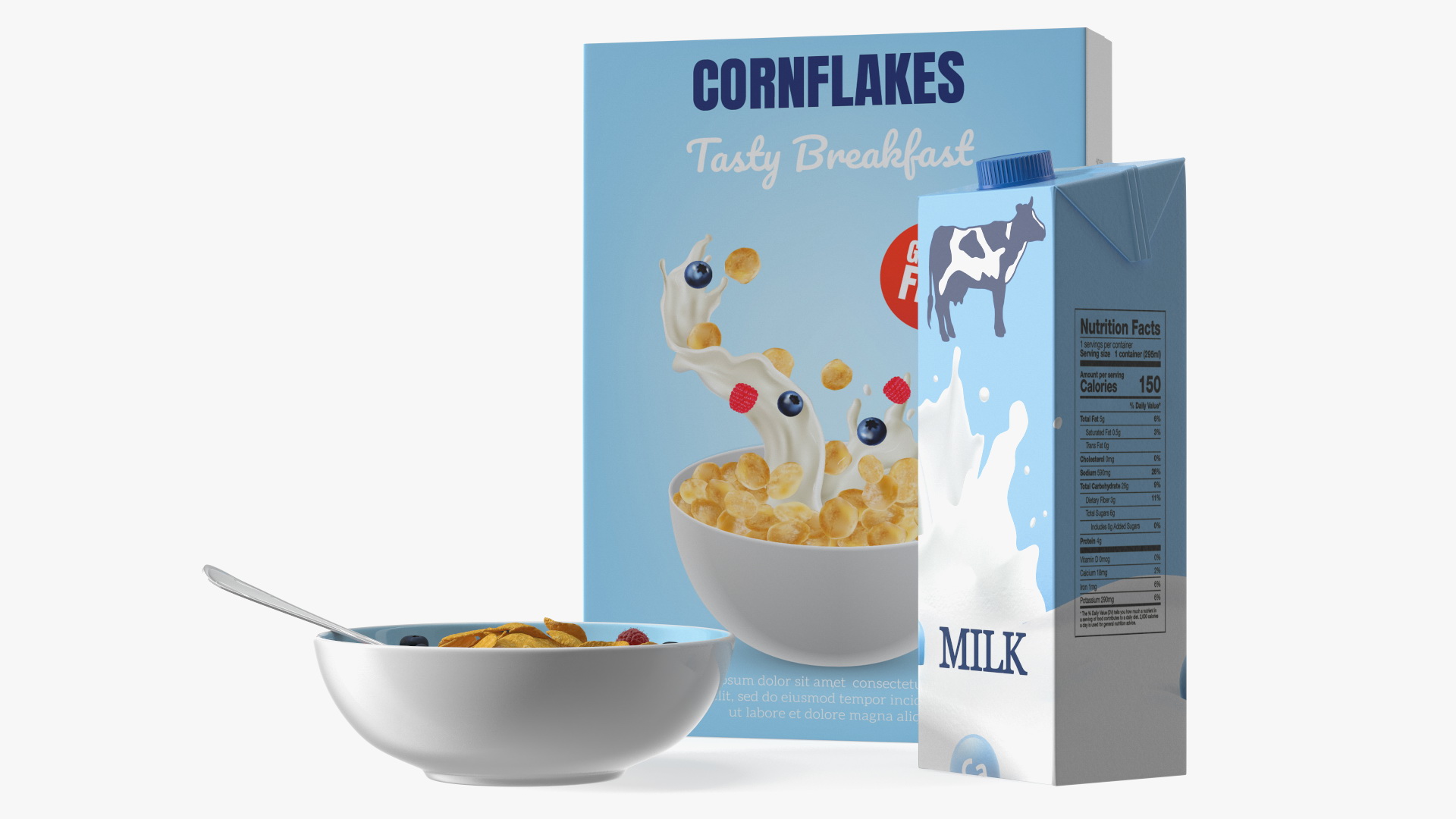 3D Meals with Cornflakes and Berries model