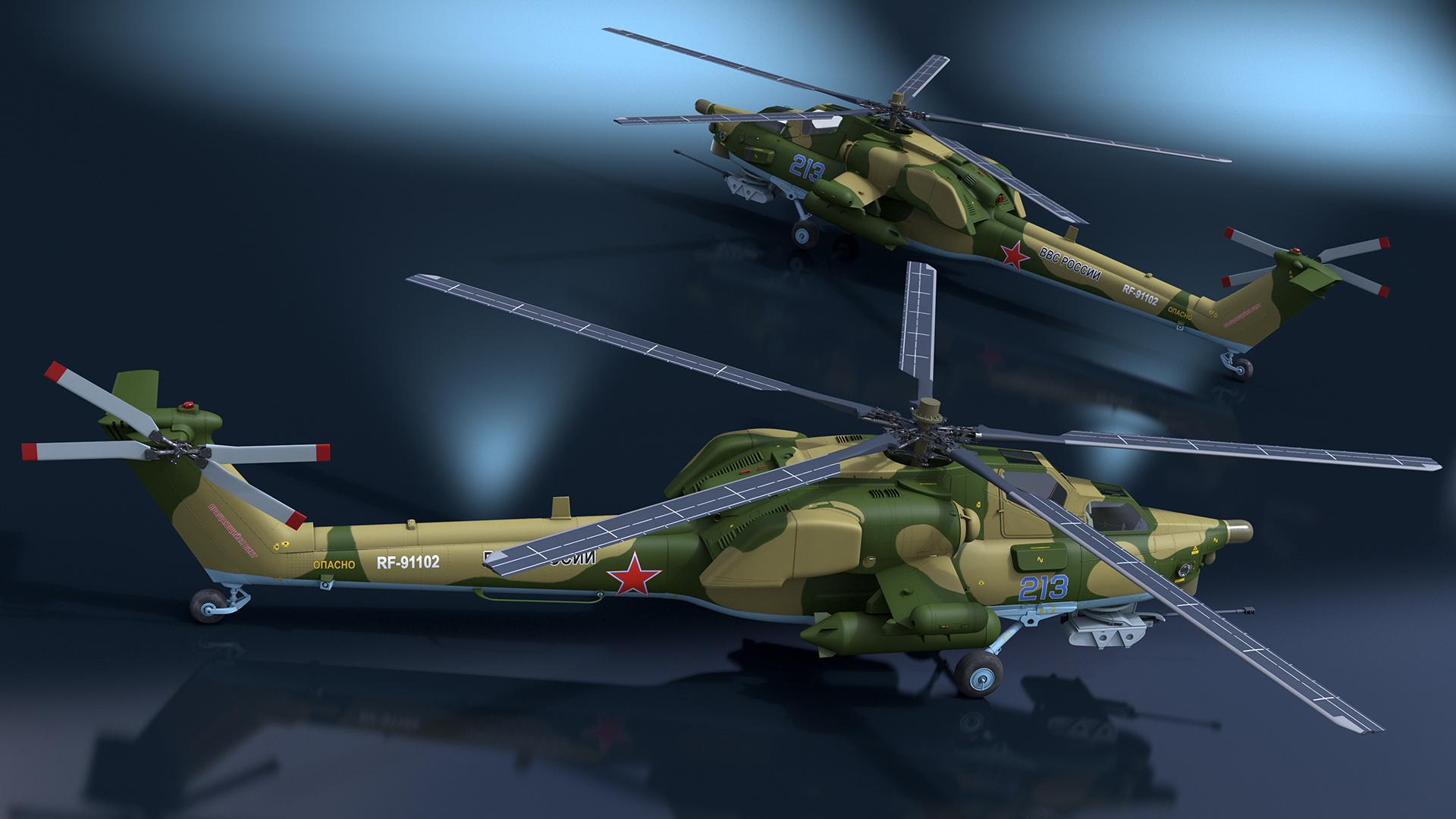 3D model Combat Helicopter Mi-28 Rigged